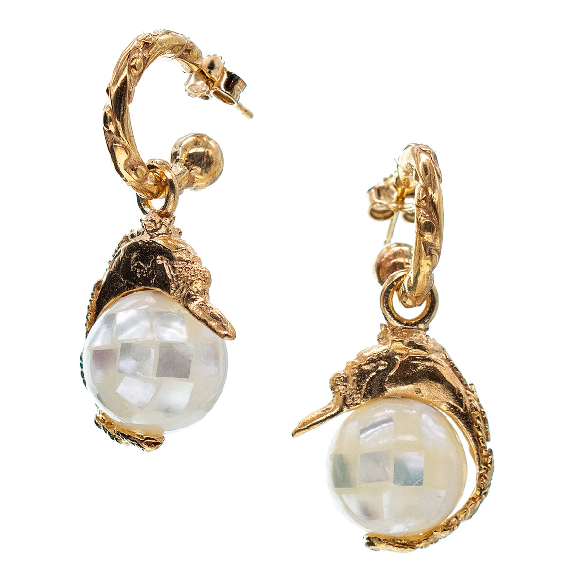 Zwaan Oorbellen Wit – 18K Verguld – Gem Kingdom