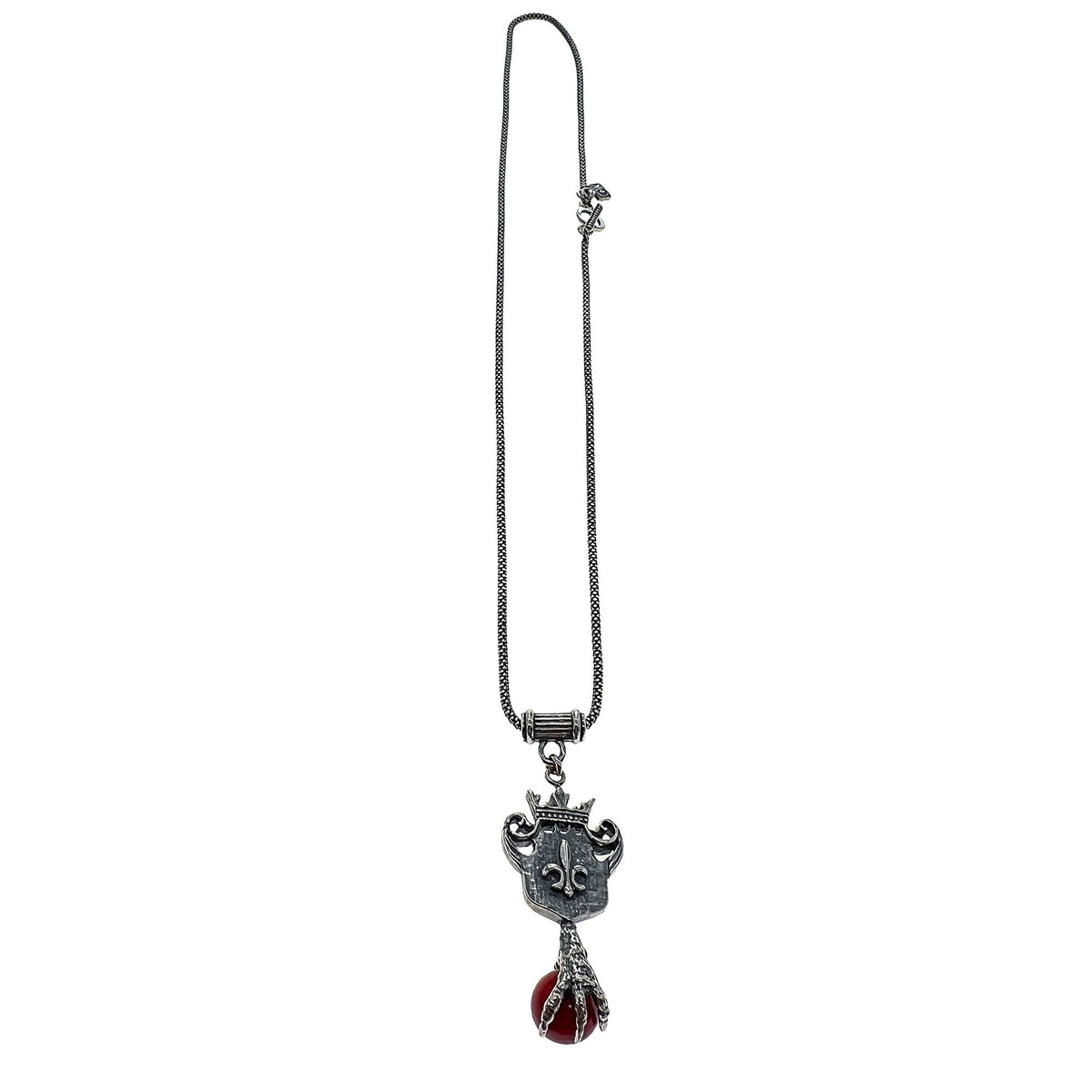 Schild En Klauw Ketting Rood – Sterling Zilver – Gem Kingdom