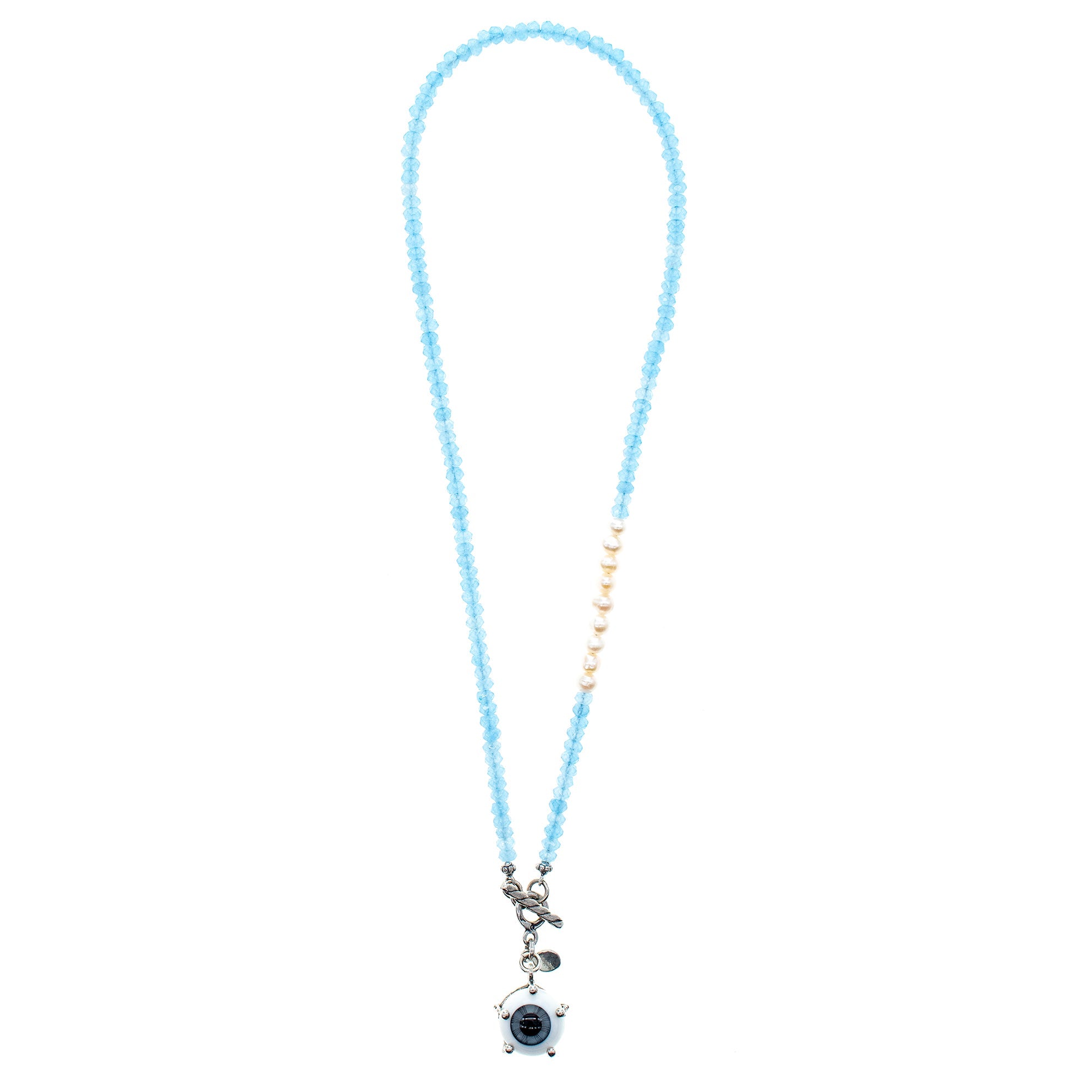 Eye Love You Beaded Blue Necklace – Sterling Silver – Gem Kingdom