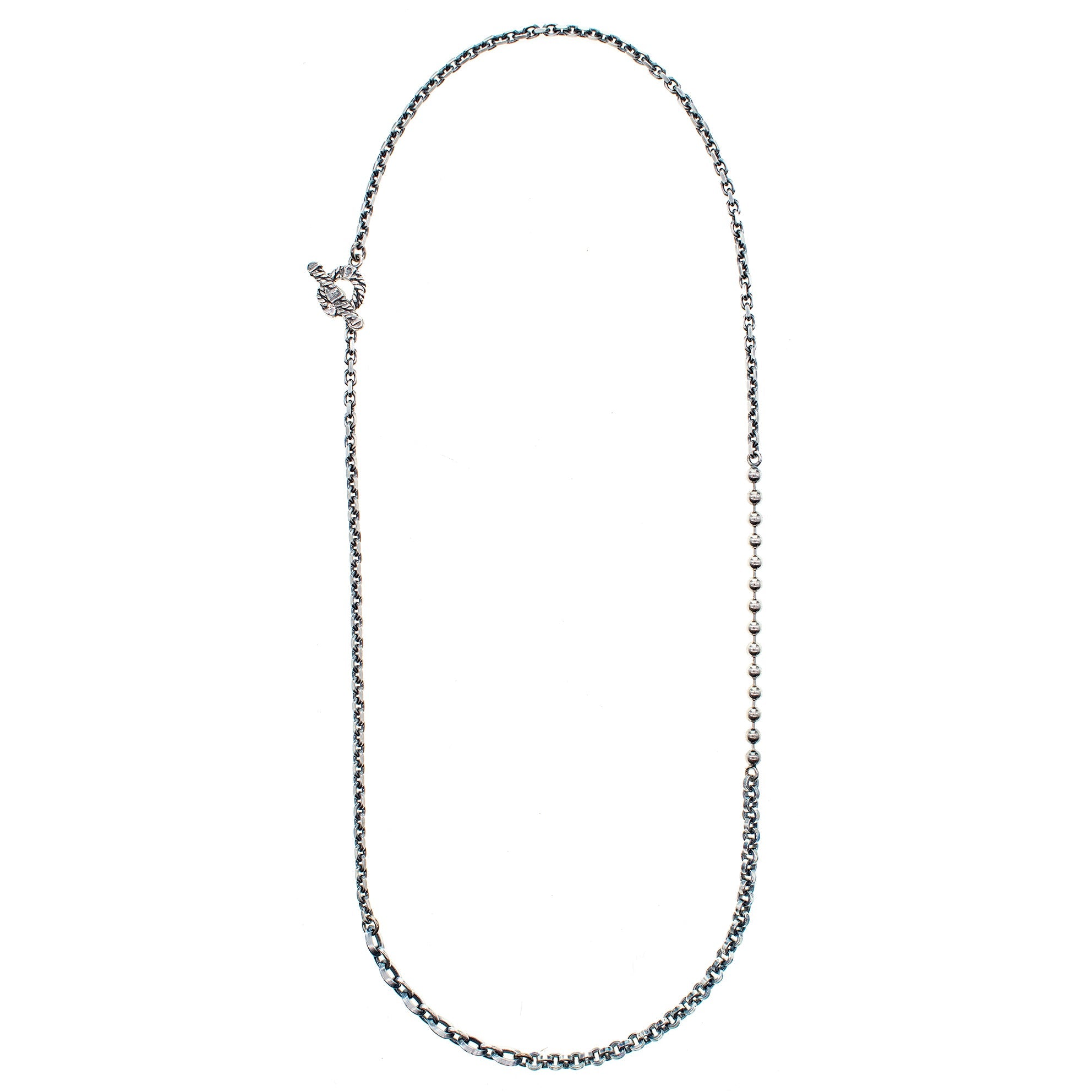 Textured Toggle Sterling Silver Chain Necklace – Sterling Silver – Gem Kingdom