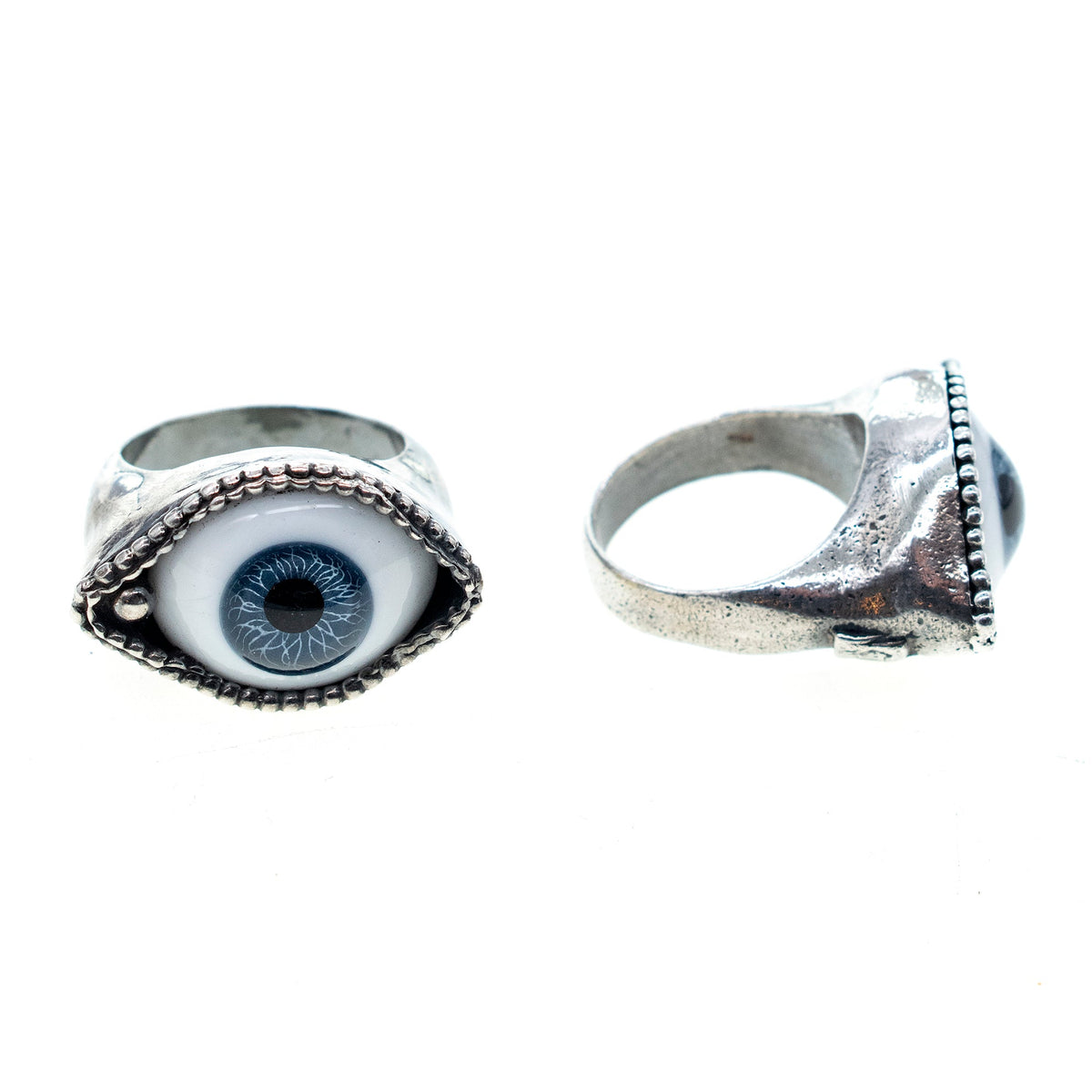 Medium Blue Eye Love You Ring – Sterling Silver – Gem Kingdom