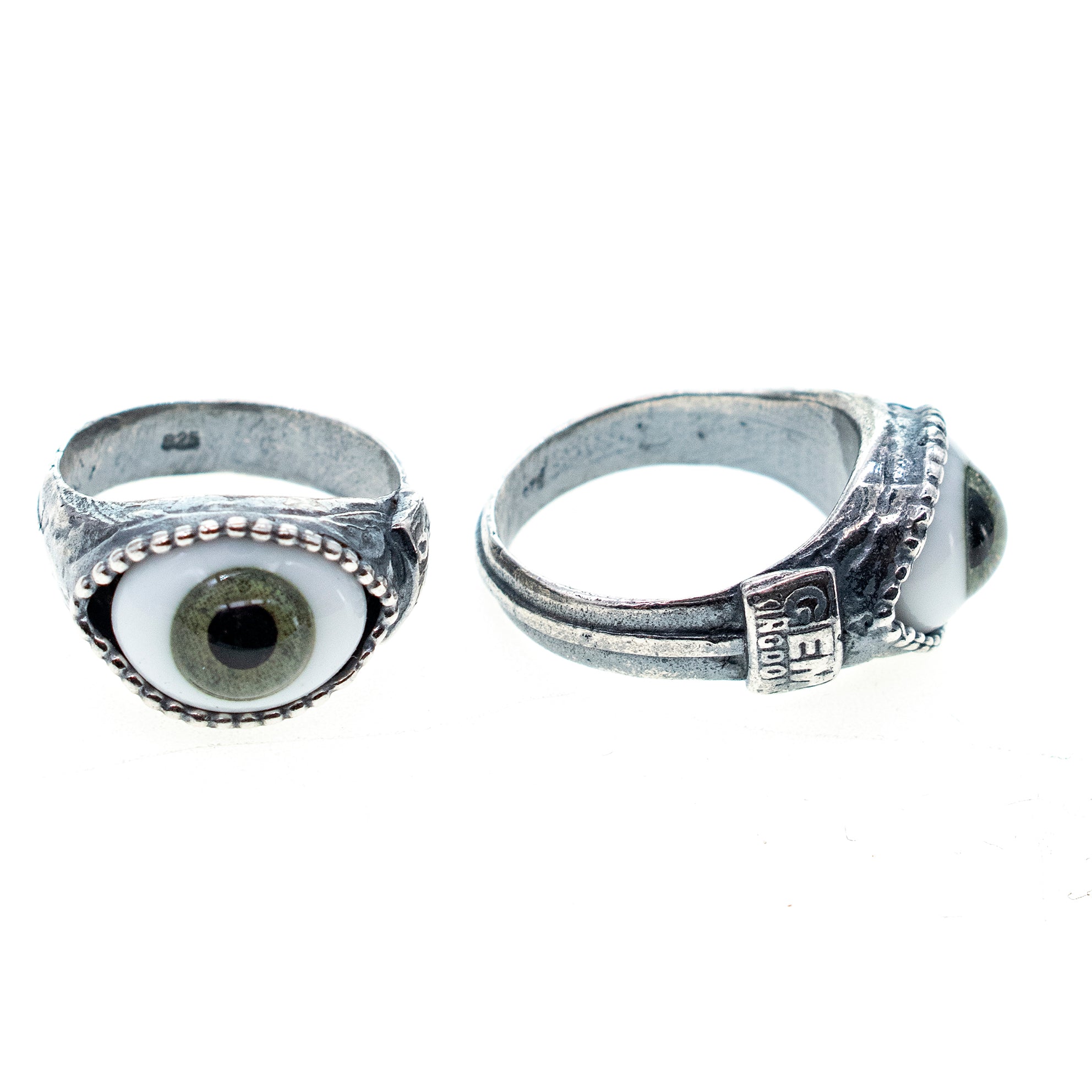 Small Green Eye Love You Ring – Sterling Silver – Gem Kingdom