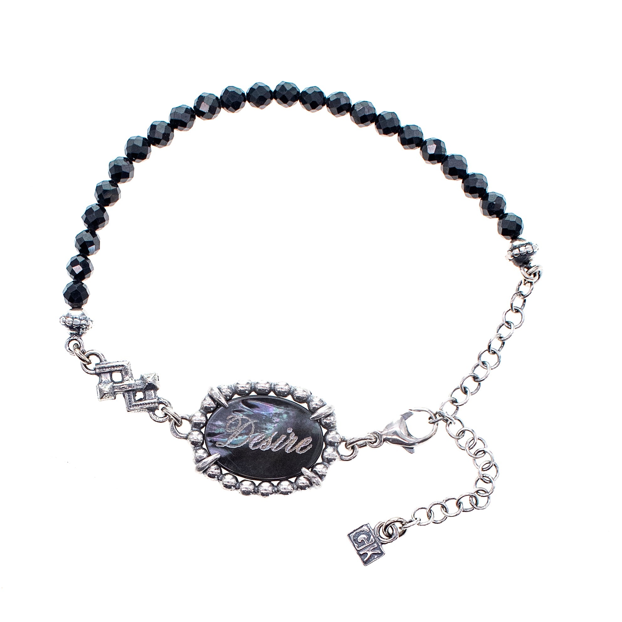Black Fire & Desire Beaded Bracelet – Sterling Silver – Gem Kingdom