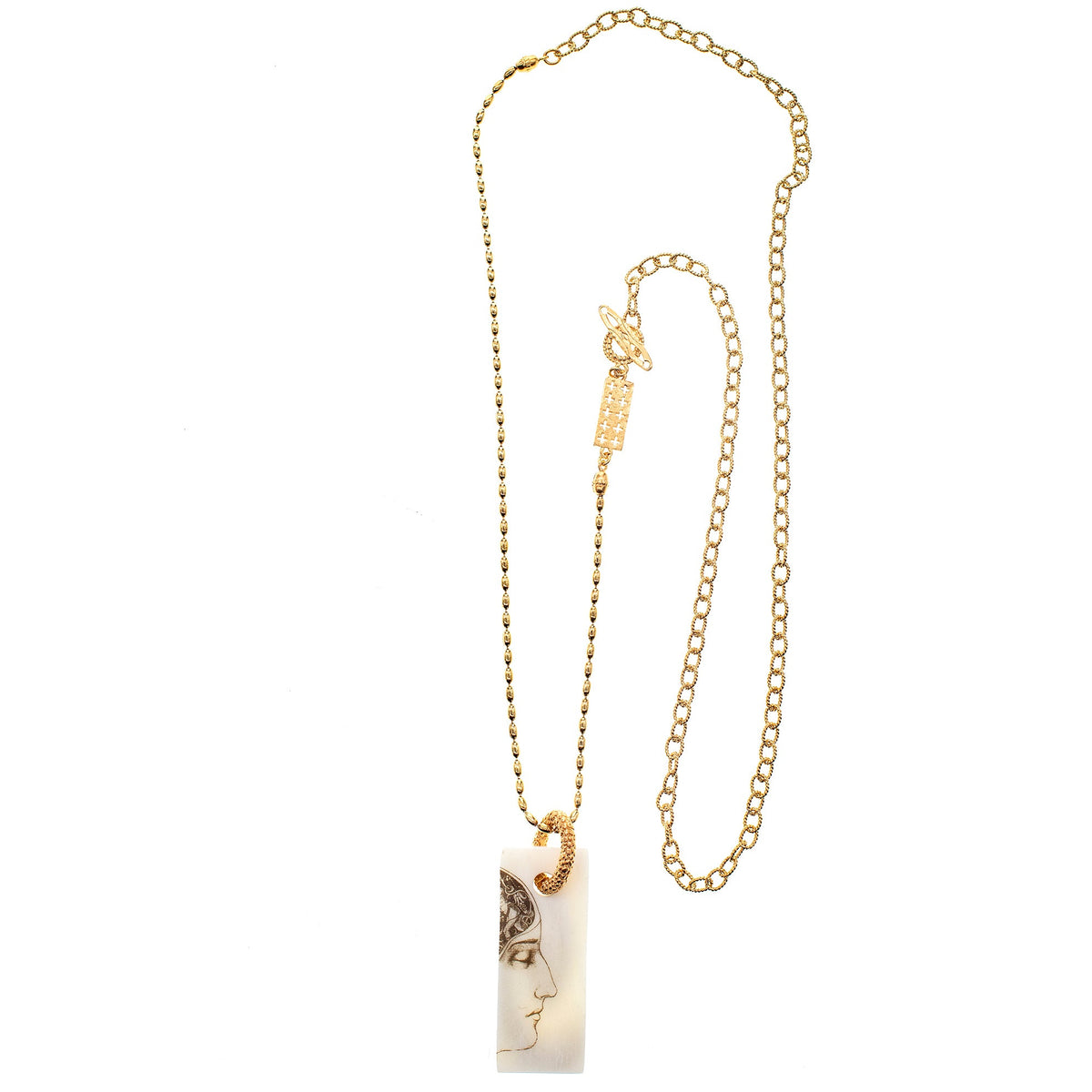 Ketting Profiel En Swirl Wit – 18K Verguld – Gem Kingdom