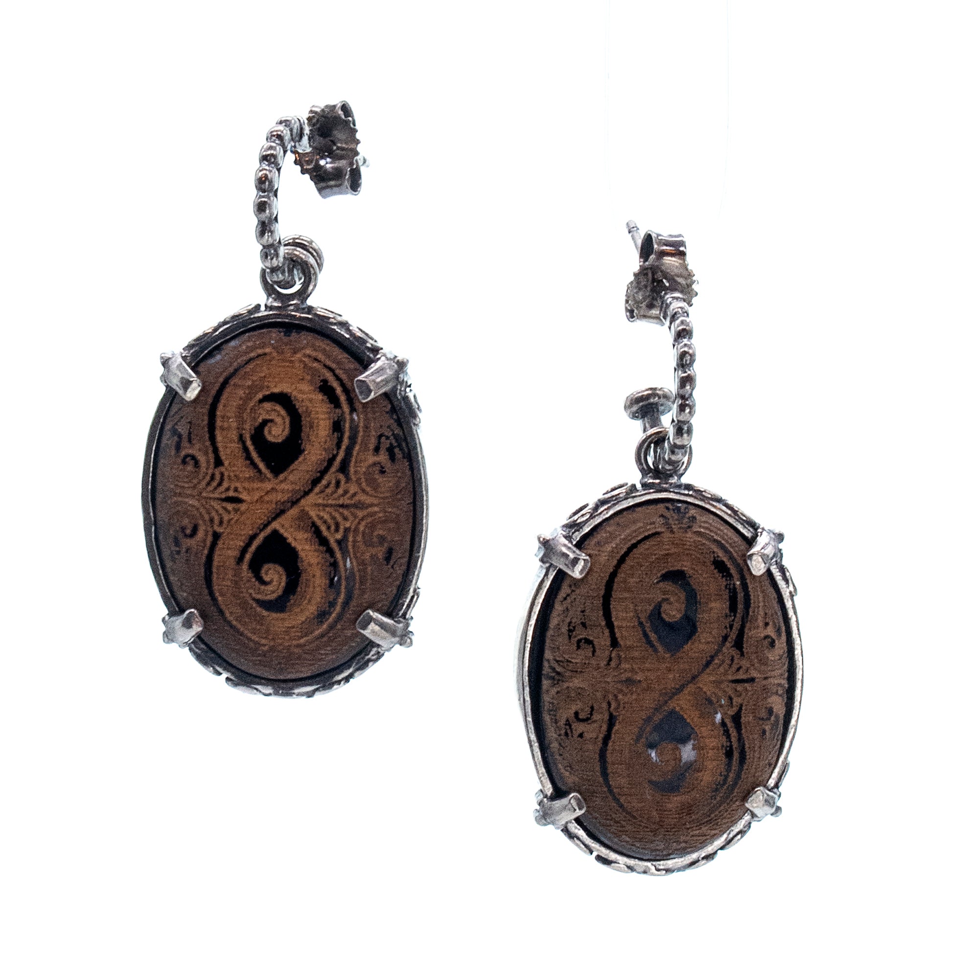 Black Horn Infinity Earrings – Sterling Silver – Gem Kingdom