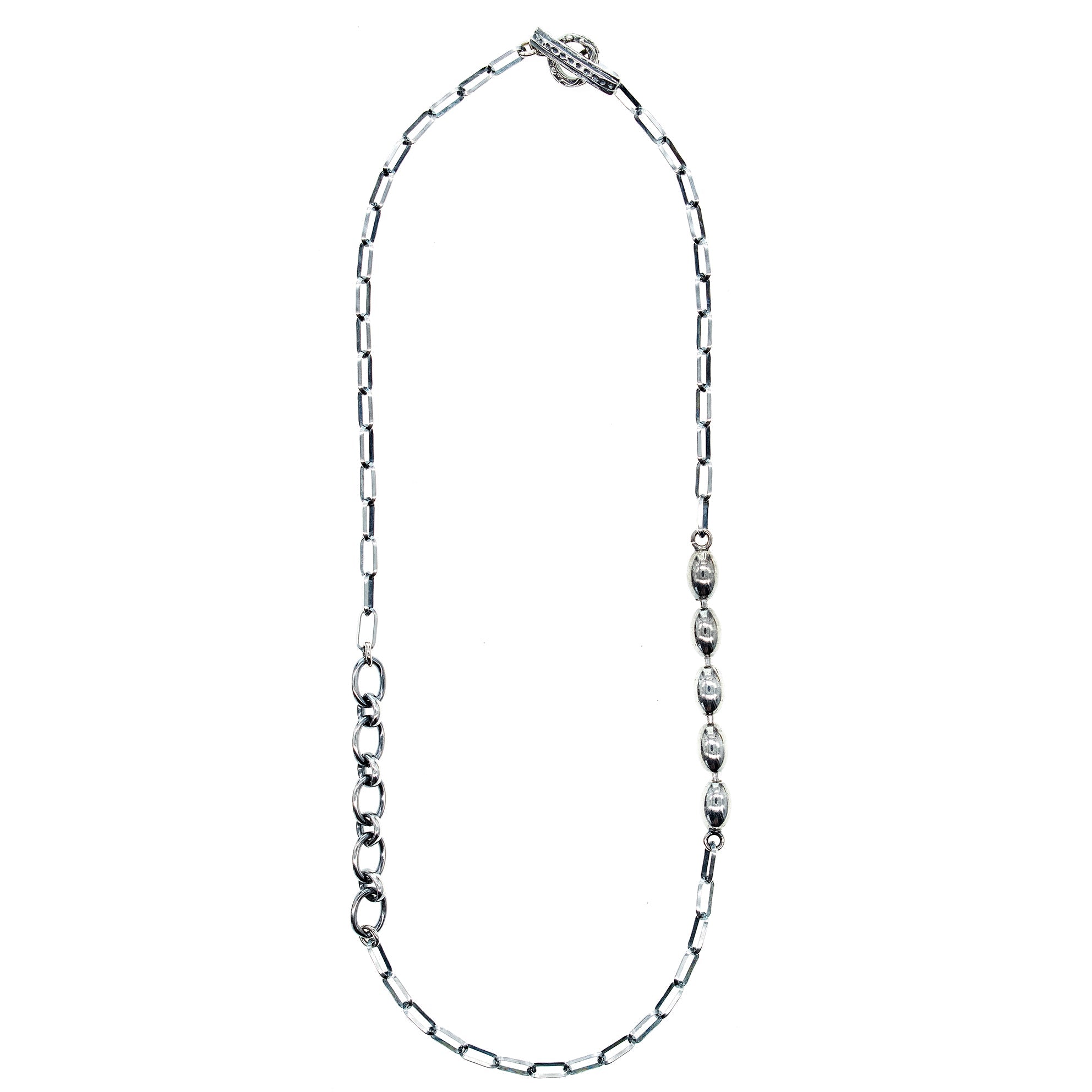 Asymmetric Sterling Silver Chain Necklace – Sterling Silver – Gem Kingdom