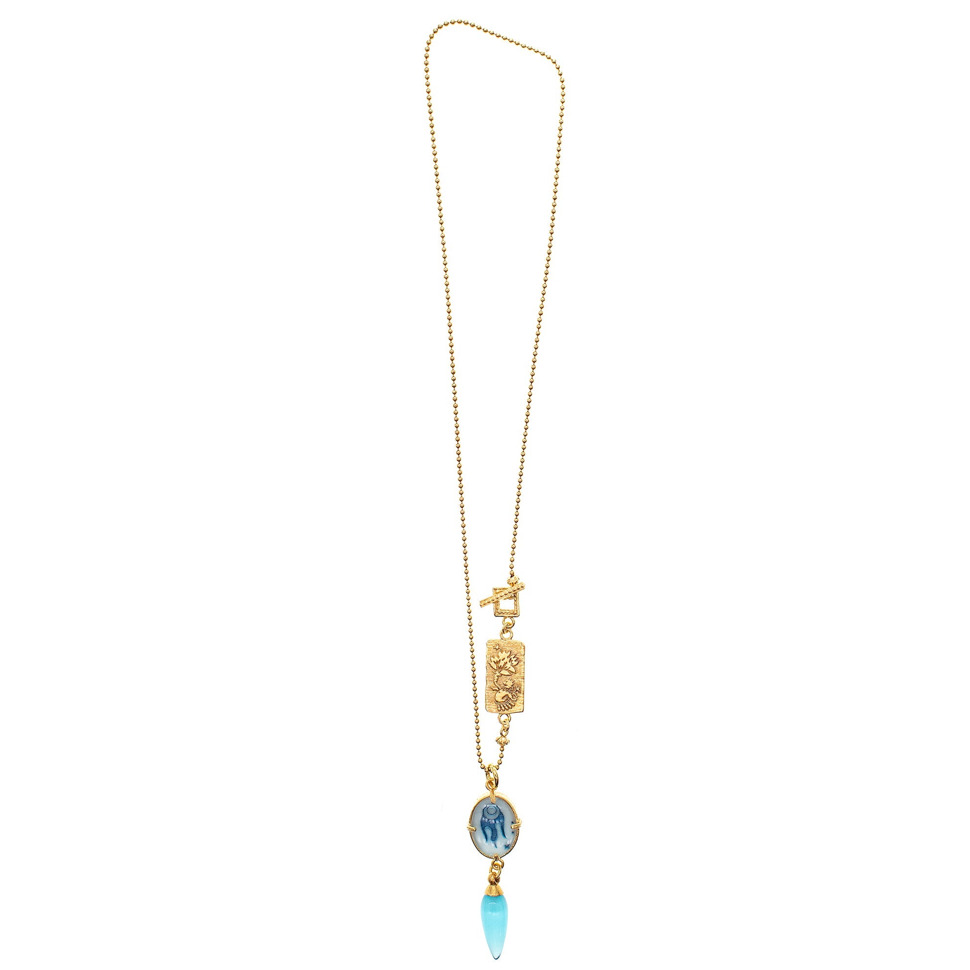 Blue Cosmic Glow Comet Necklace – Gold Plated – Gem Kingdom
