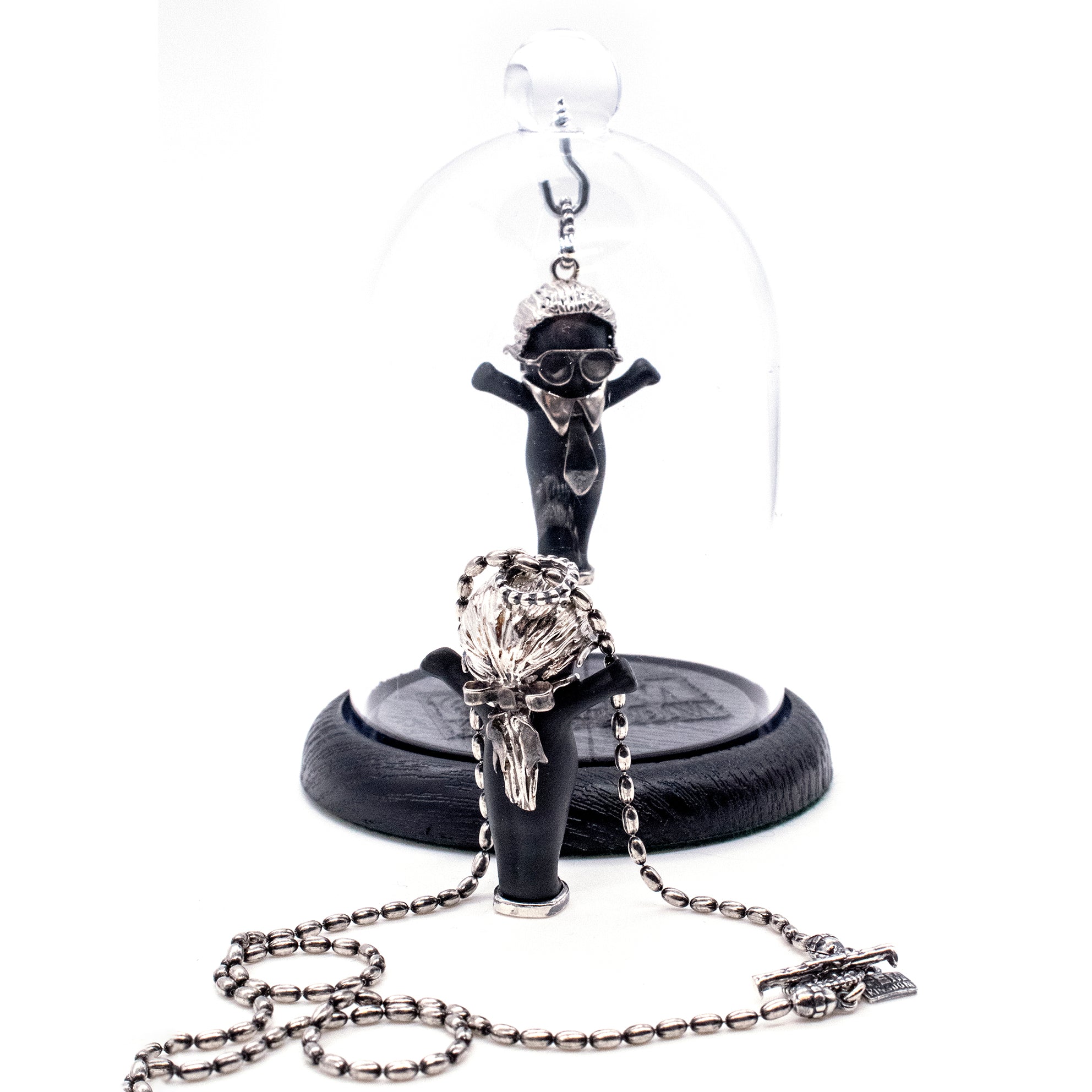 Little Karl Black And Silver Necklace – Sterling Silver – Gem Kingdom