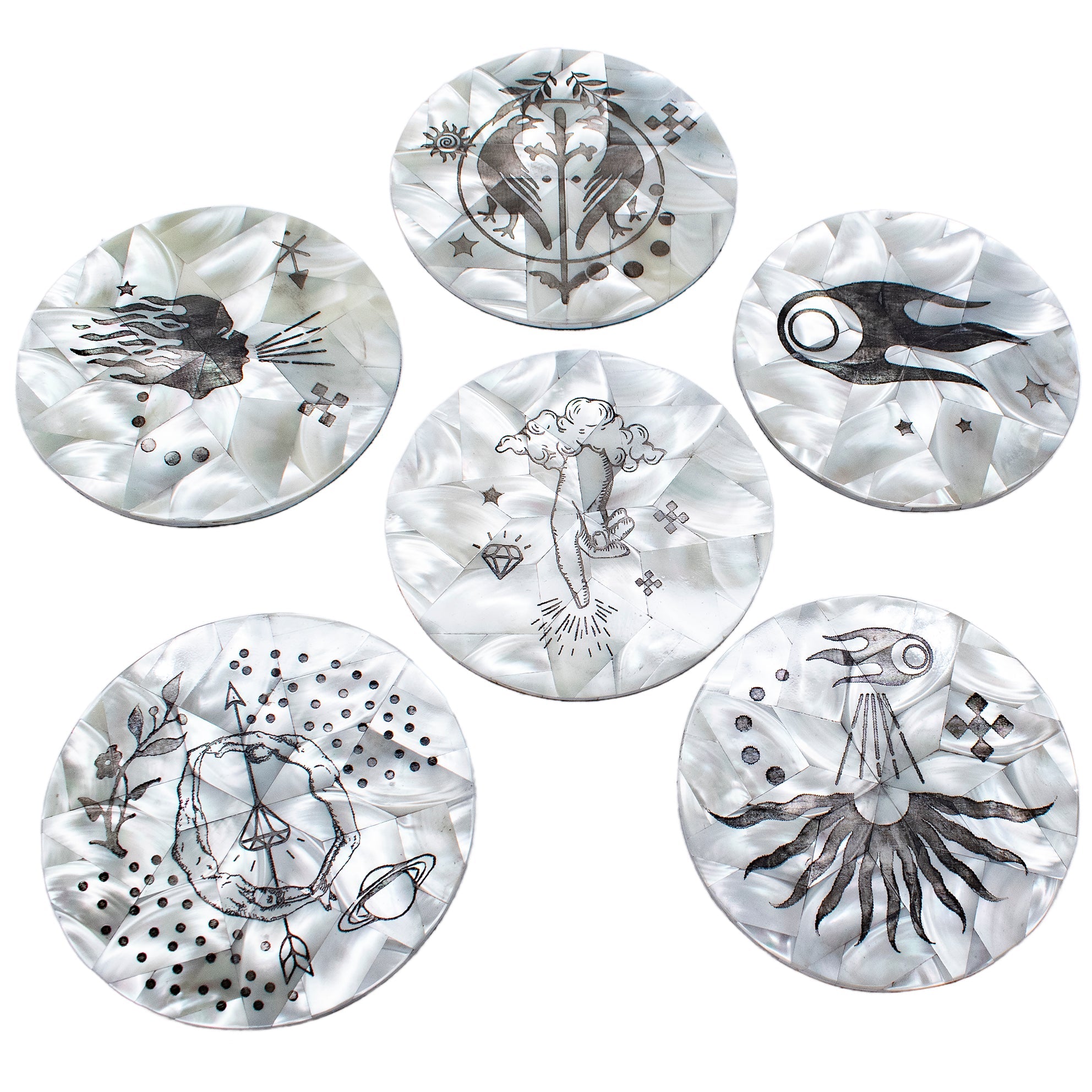 Sweet Dreams Engraved Mother Of Pearl Coasters – Gem Kingdom