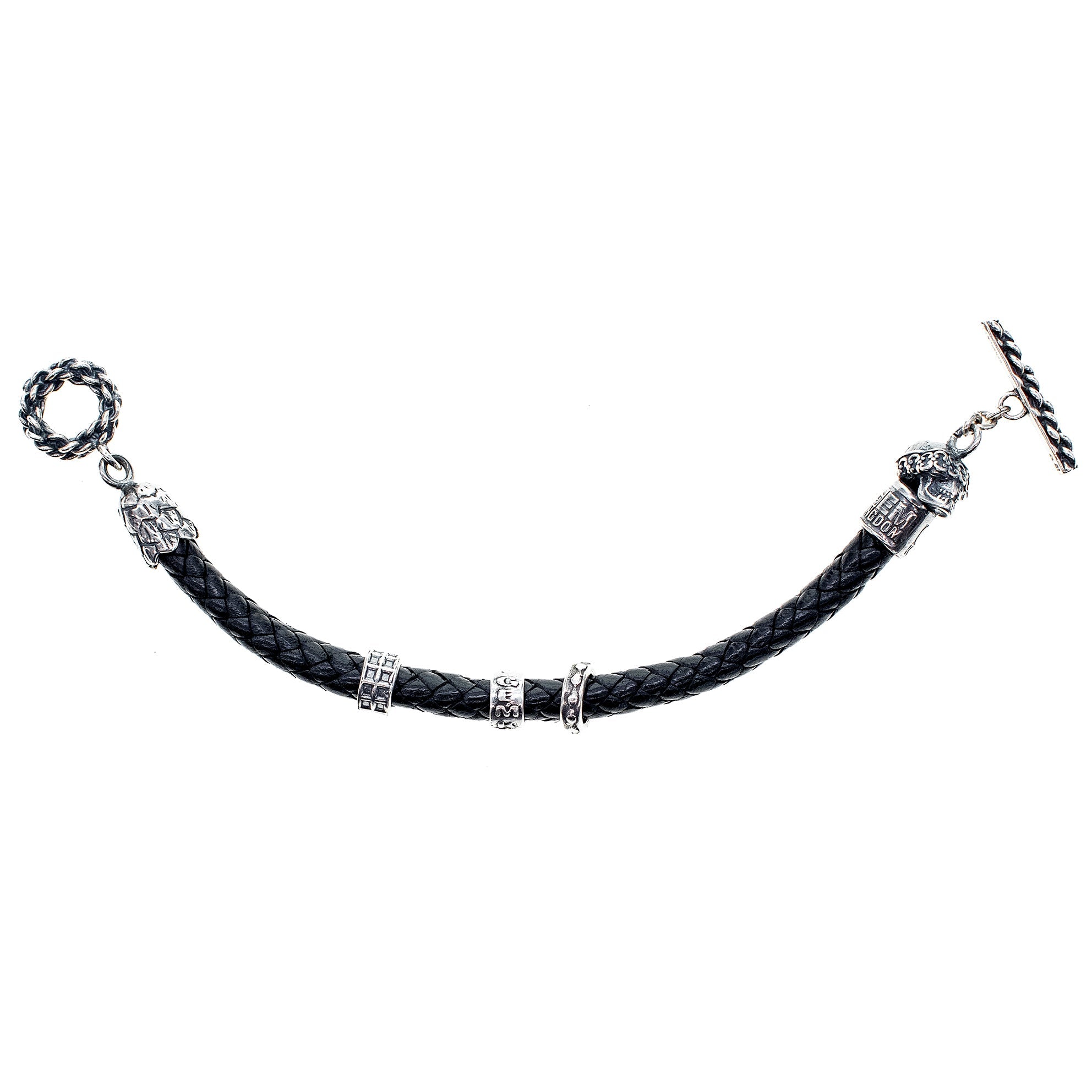 Rebel Rebel Leather Bracelet – Sterling Silver – Gem Kingdom