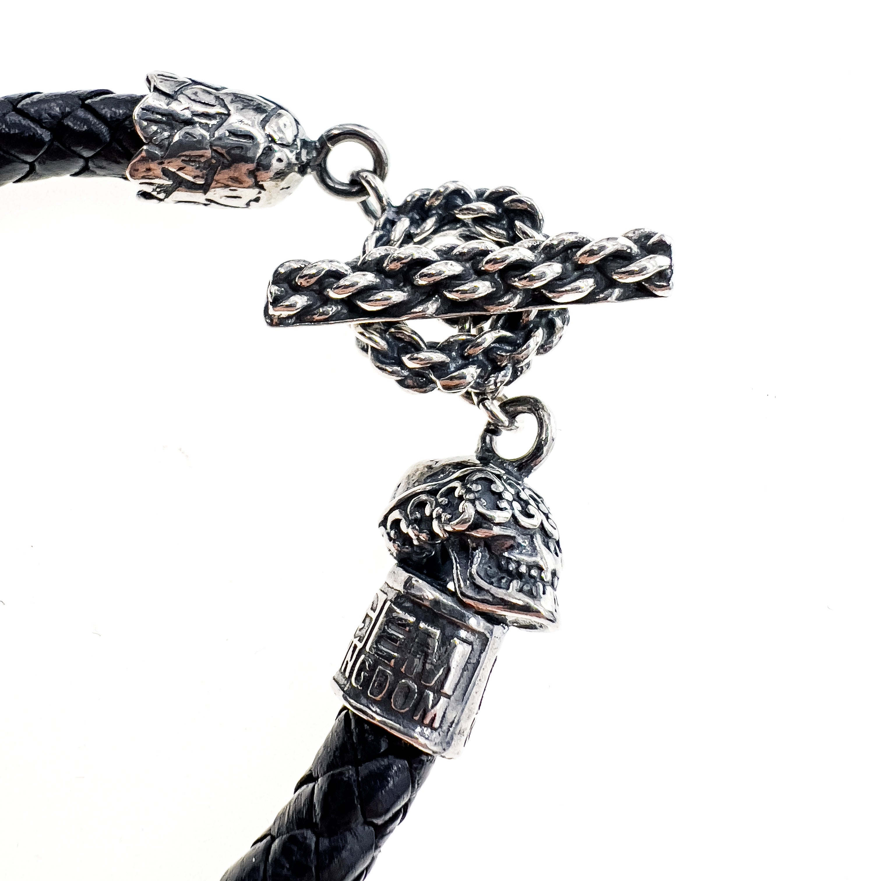 Rebel Rebel Leather Bracelet – Sterling Silver – Gem Kingdom