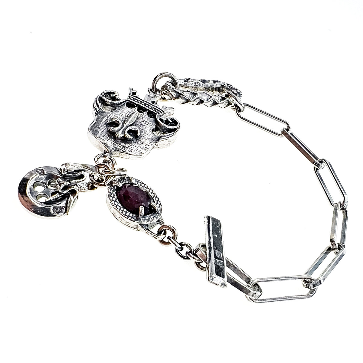 Schild & Granaat Bedelarmband – Sterling Zilver – Gem Kingdom