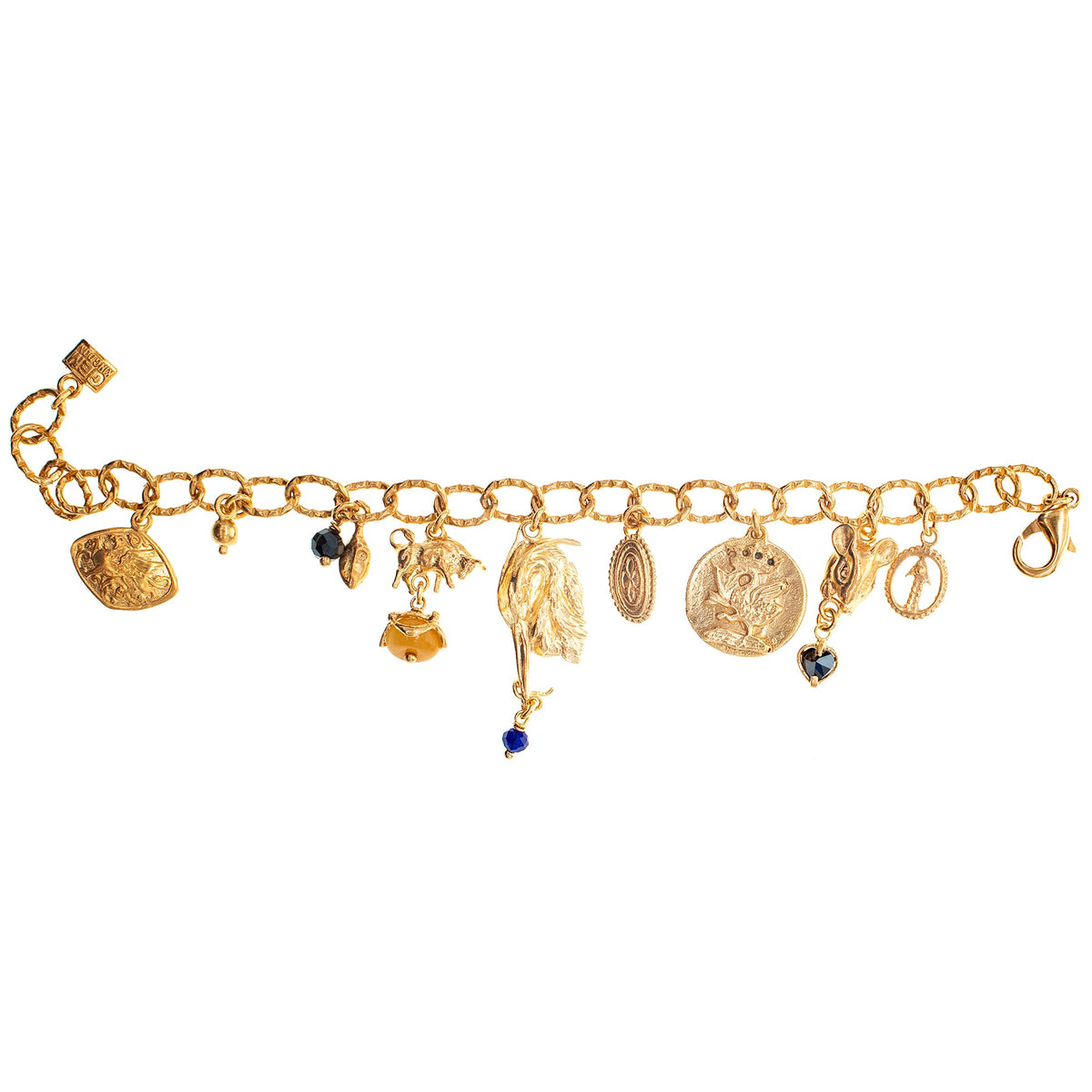 Crystal Heart Charm Bracelet – Gold Plated – Gem Kingdom