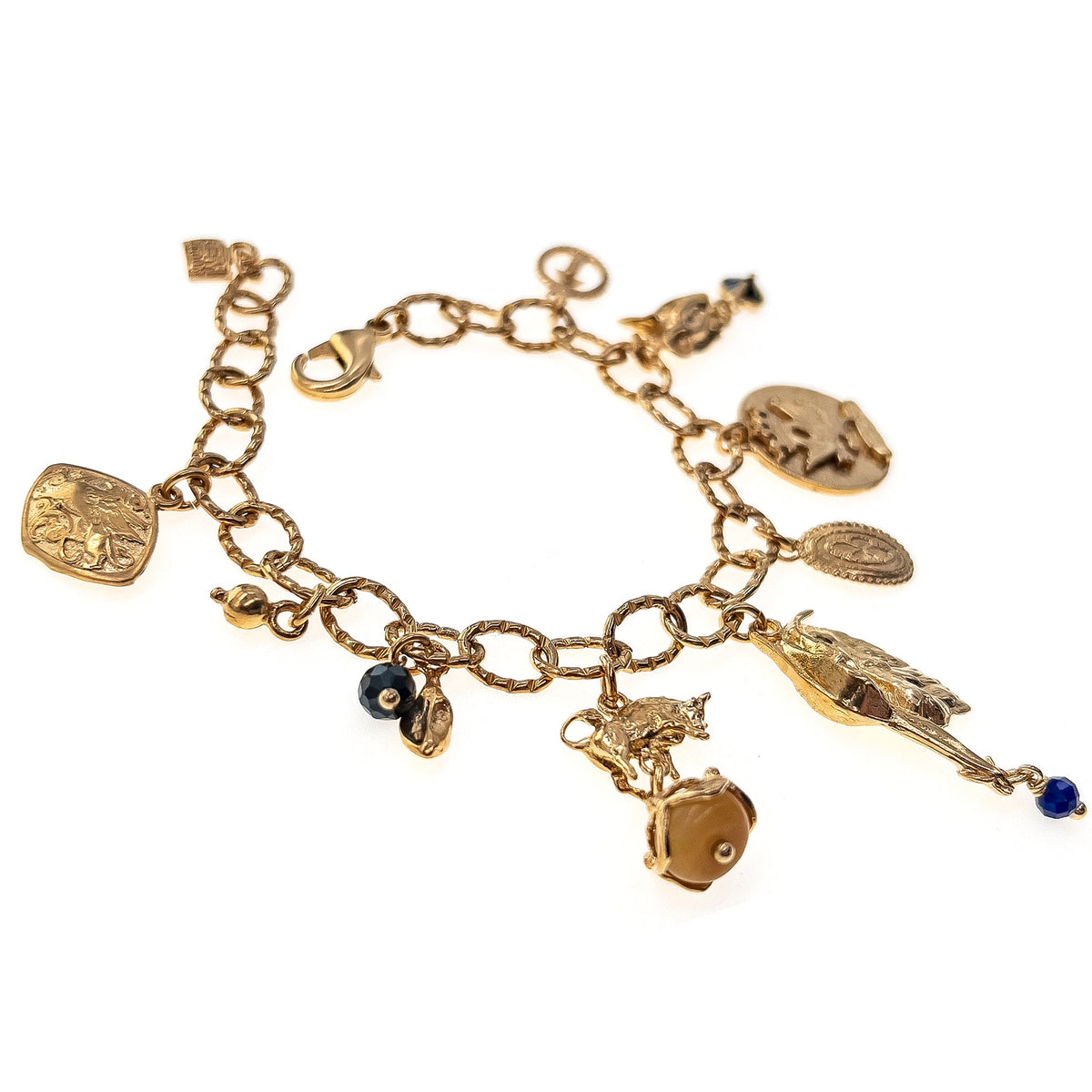 Crystal Heart Charm Bracelet – Gold Plated – Gem Kingdom