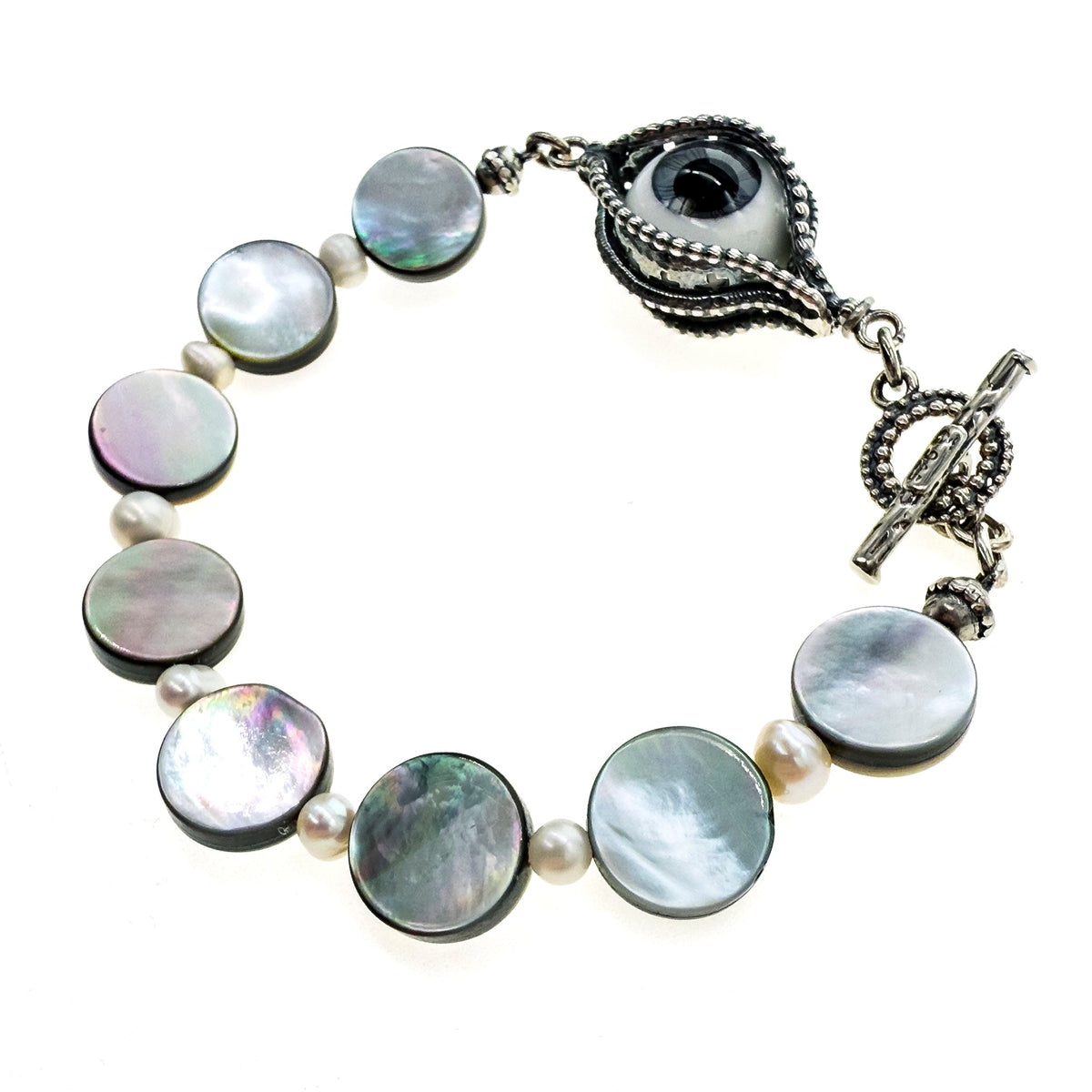 Eye Love You Hand-Painted Eye Bracelet – Sterling Silver – Gem Kingdom