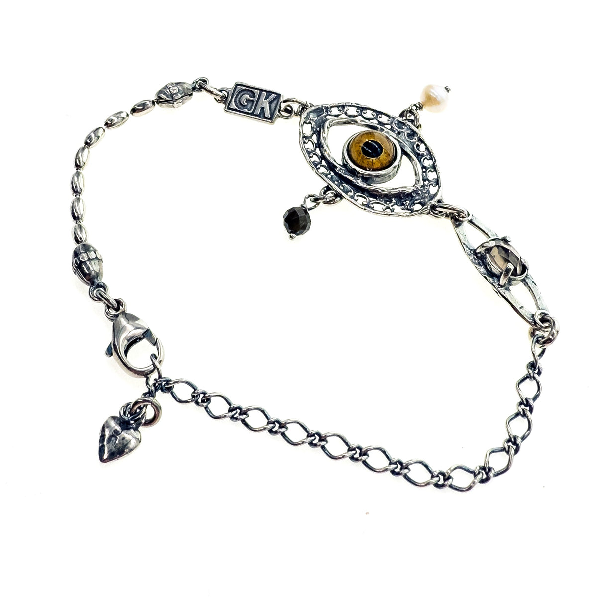 Eye Love You Bracelet Brown Eye Smoke Quartz – Sterling Silver – Gem Kingdom
