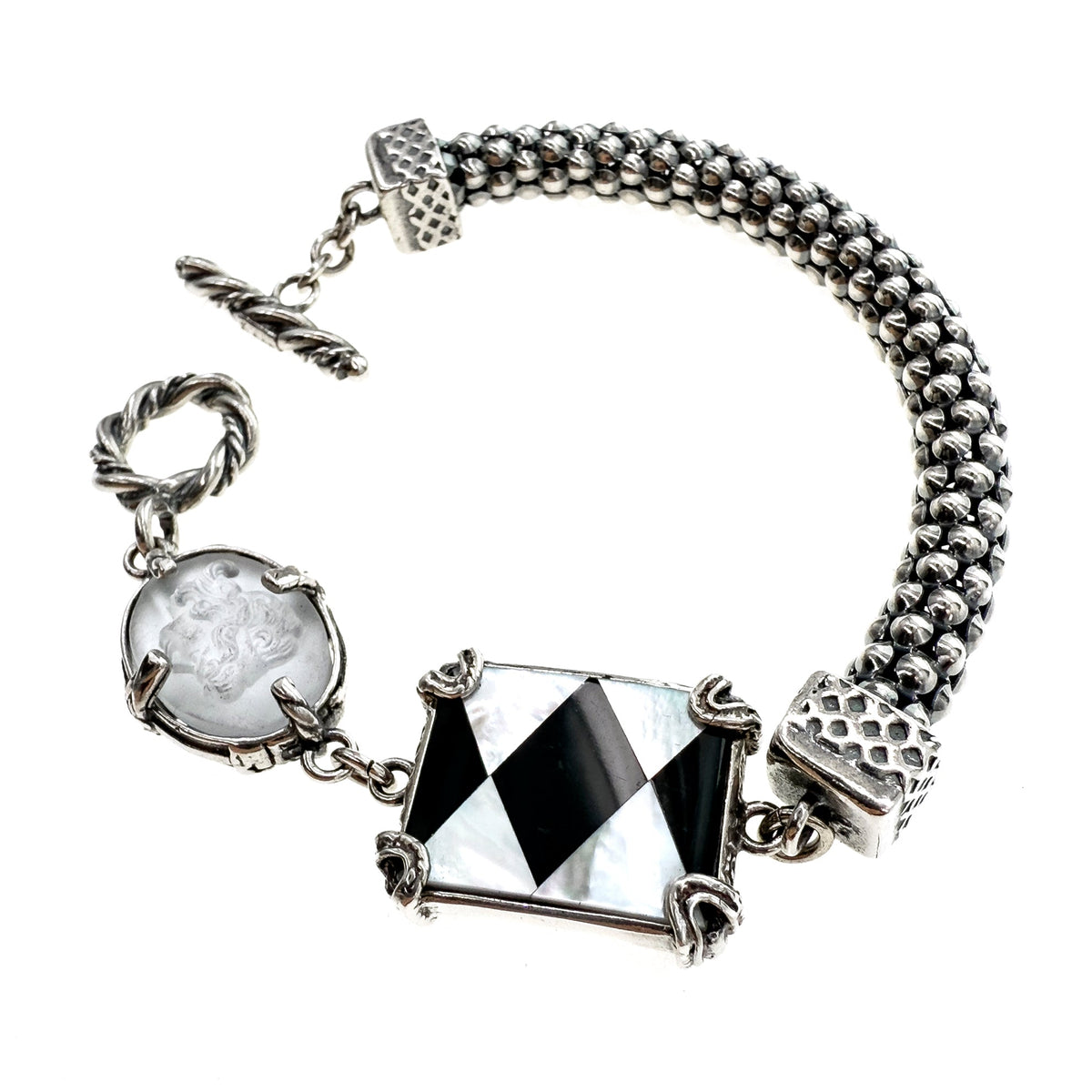Black And White Harlequin Bracelet – Sterling Silver – Gem Kingdom