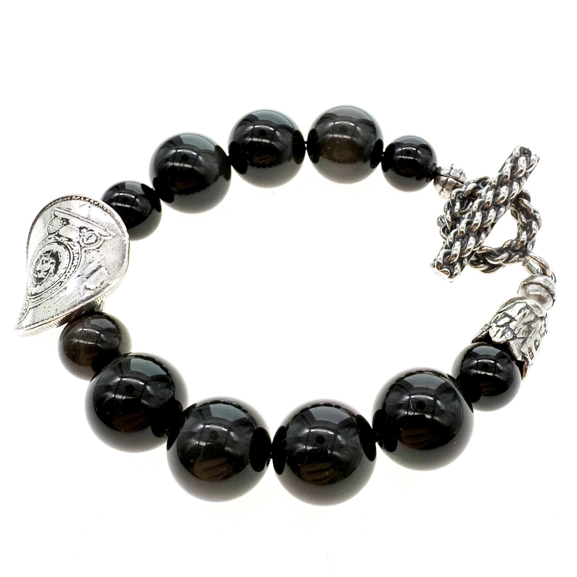Goudglans Obsidiaan Kralenarmband