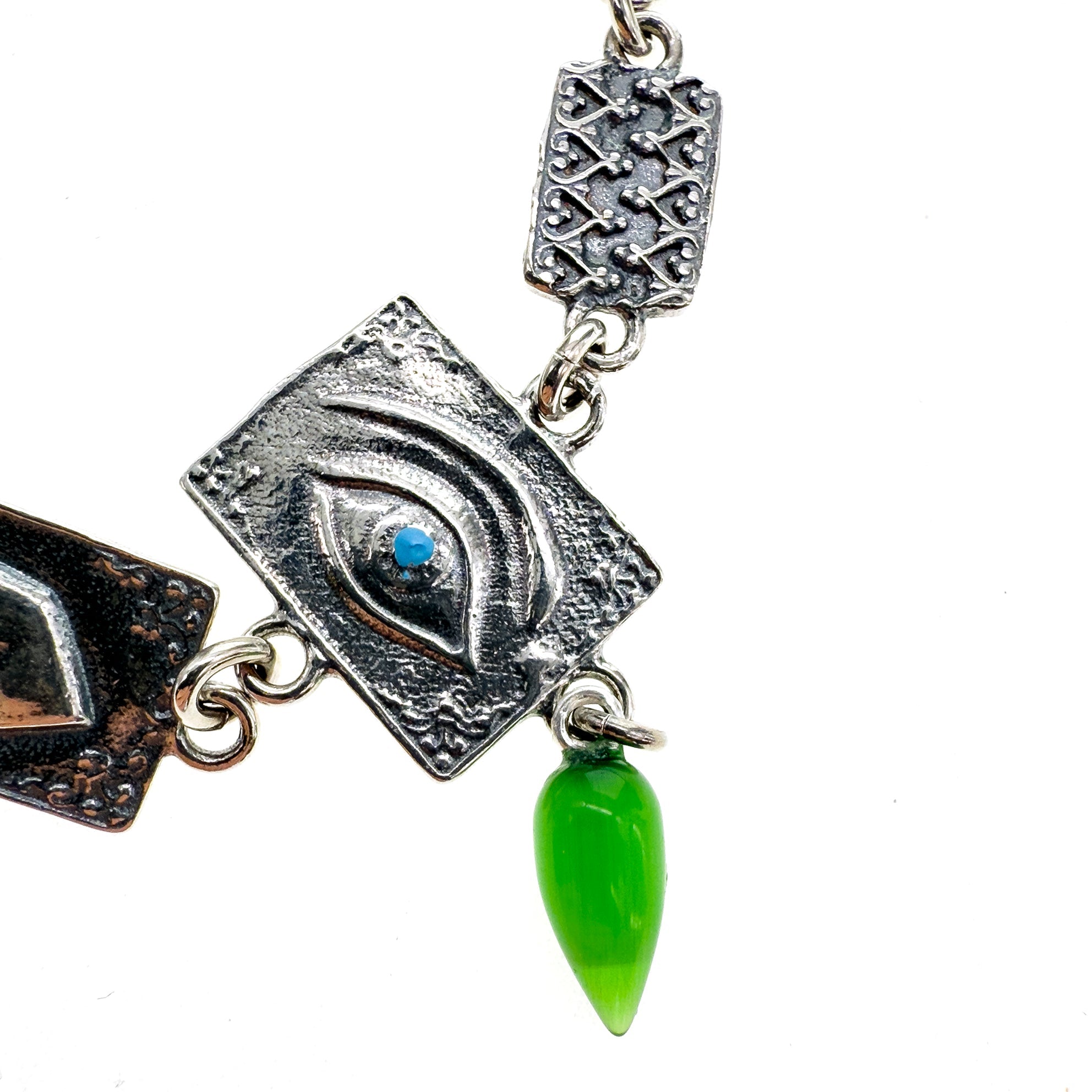 Green Drop Ex Voto Charm Bracelet – Sterling Silver – Gem Kingdom