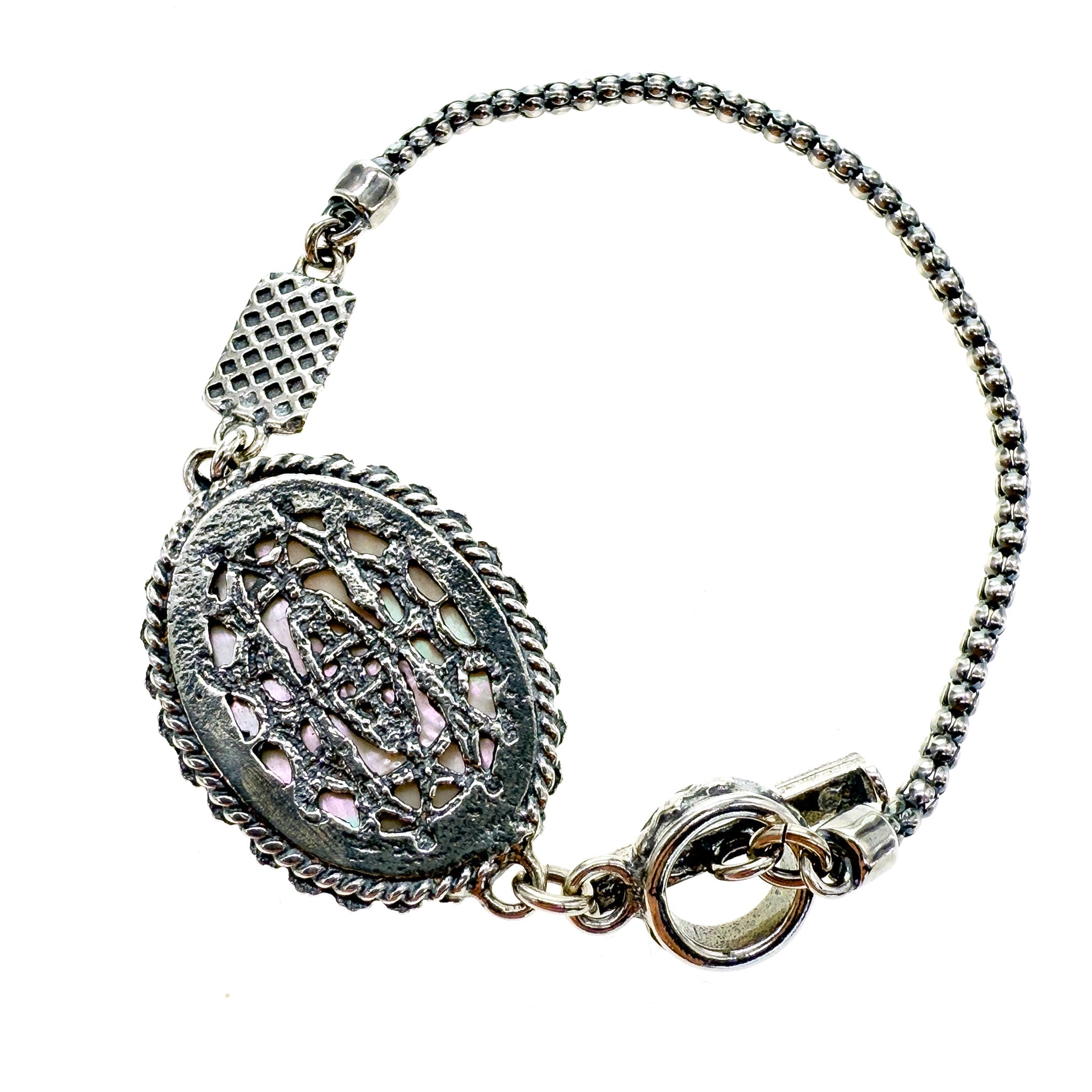 Mauve Pink Cameo Bracelet – Sterling Silver – Gem Kingdom