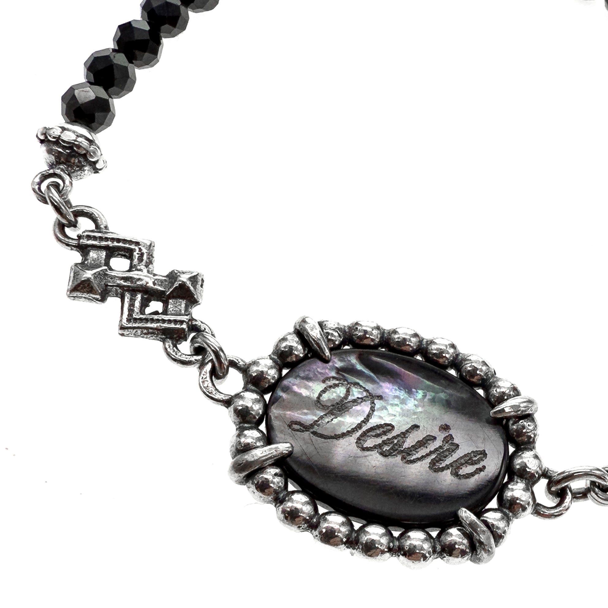 Black Fire & Desire Beaded Bracelet – Sterling Silver – Gem Kingdom