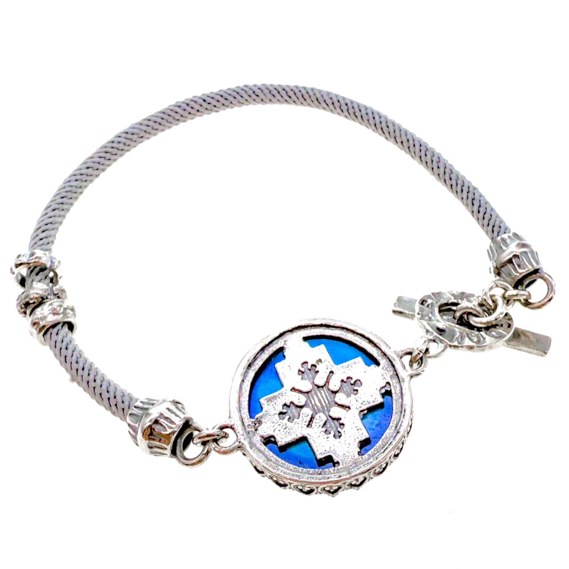 Grey And Dark Crystal Cord Bracelet – Sterling Silver – Gem Kingdom