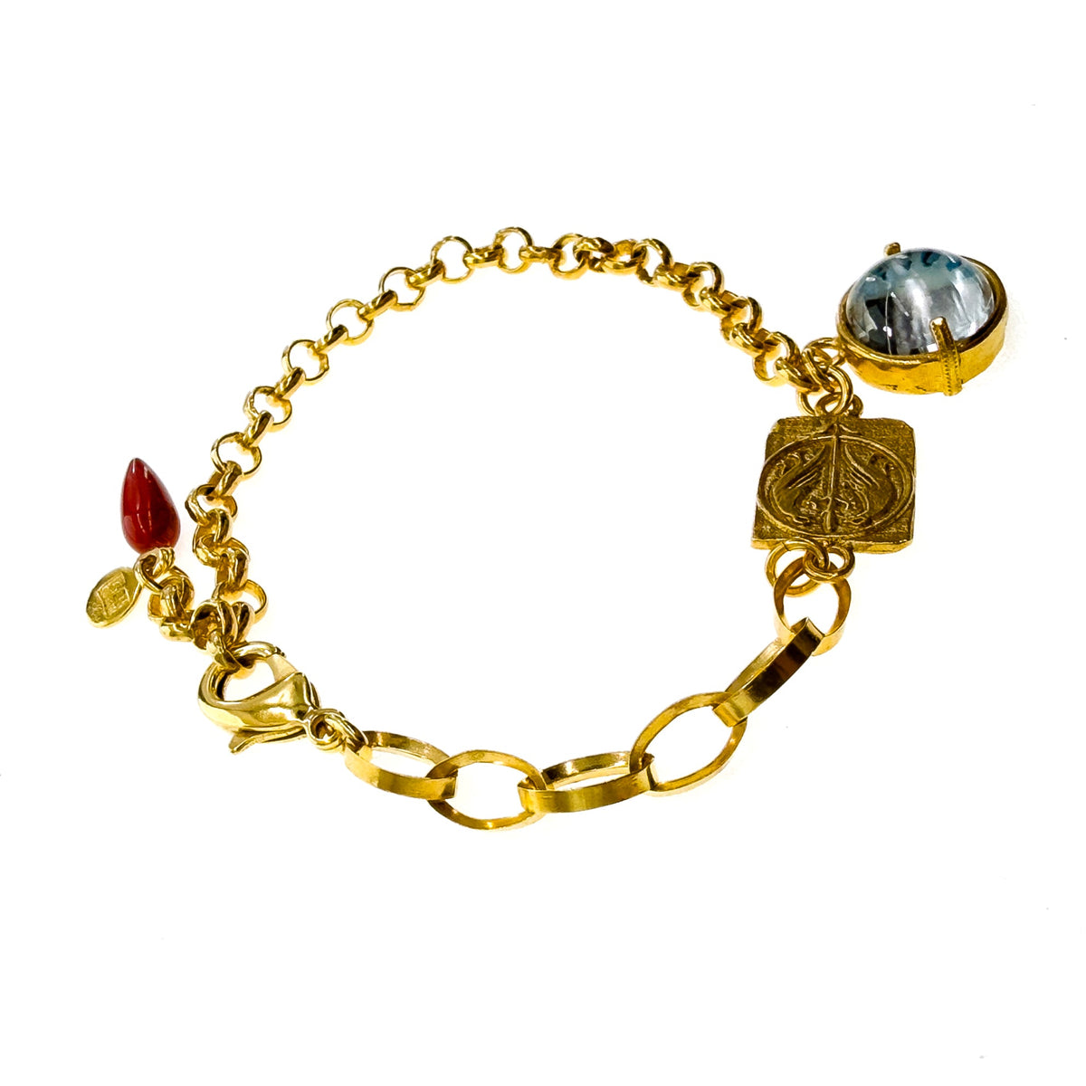 Blauwe Kristal & Koraal Bedelarmband – Verguld – Gem Kingdom