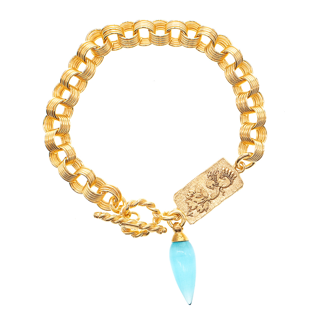Blauwe Tijgeroog Druppel Armband