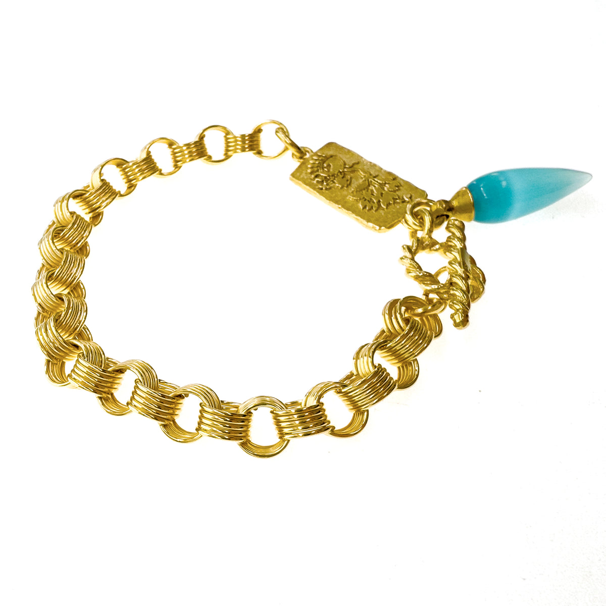 Blauwe Tijgeroog Druppel Armband