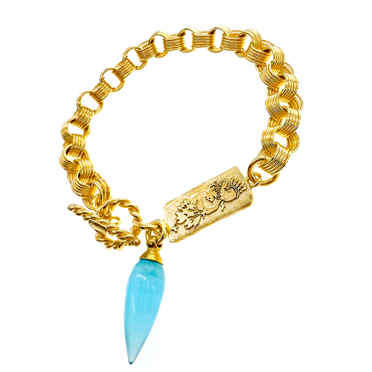 Blauwe Tijgeroog Druppel Armband