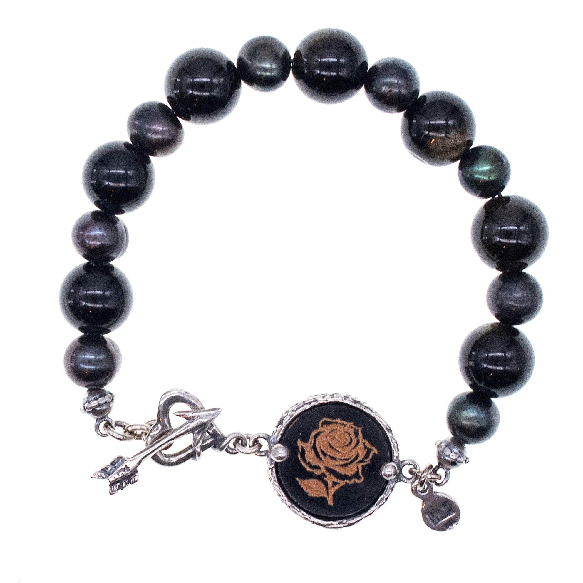 Beaded Bracelet Black – Sterling Silver – Gem Kingdom