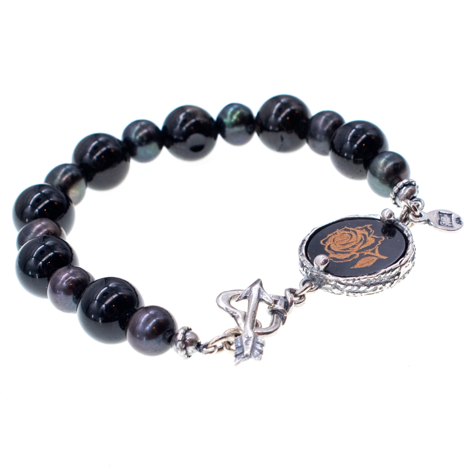 Beaded Bracelet Black – Sterling Silver – Gem Kingdom