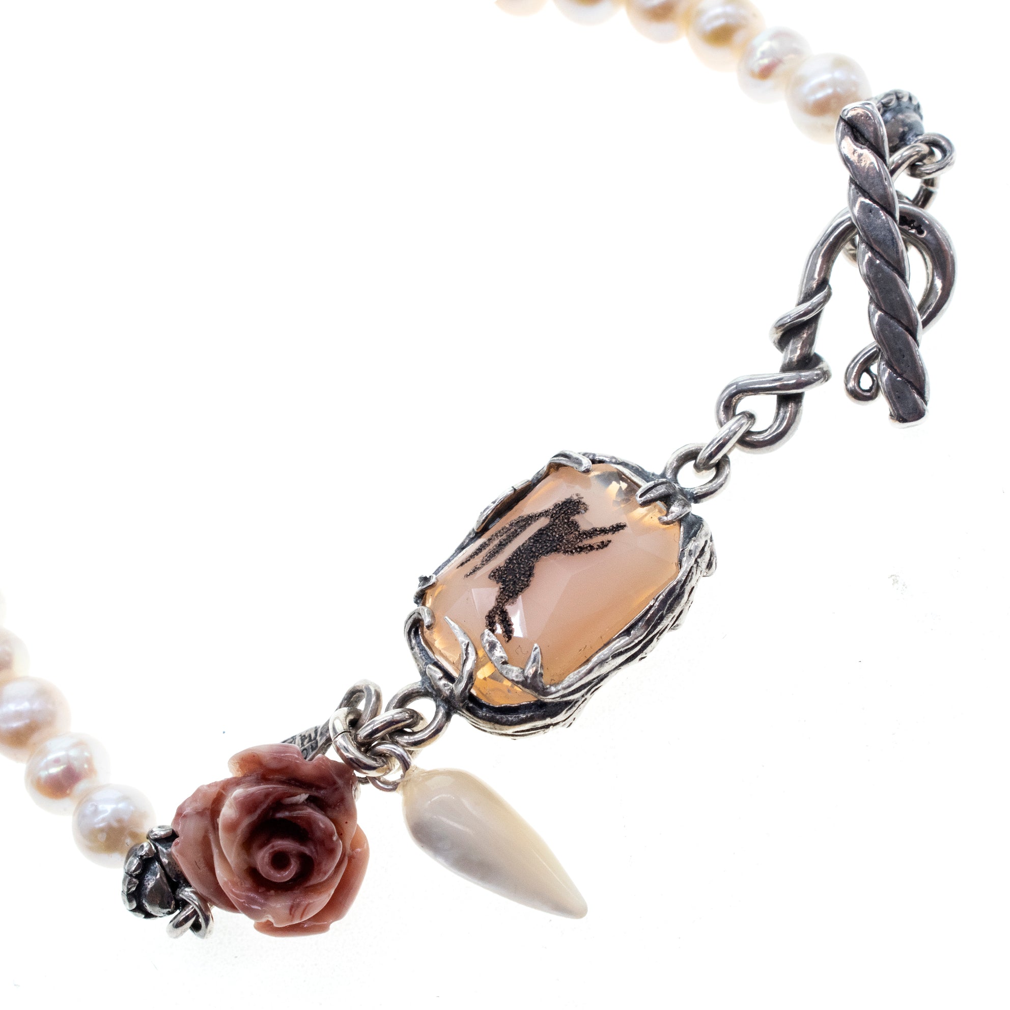 Pink Vintage Hare Pearl Bracelet – Sterling Silver – Gem Kingdom