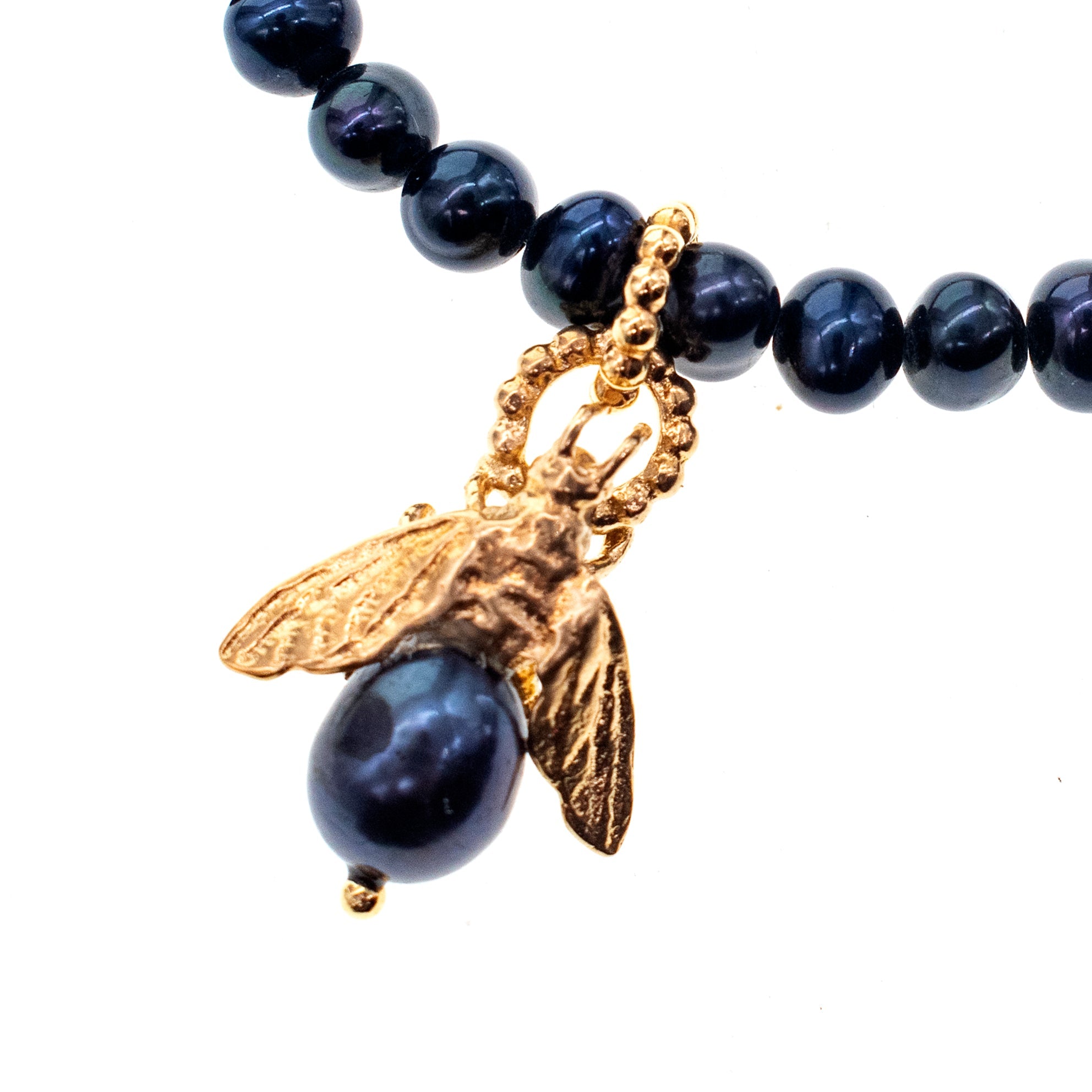 Bee My Honey Black Pearl Gold Plated Bracelet – Gold Plated – Gem Kingdom