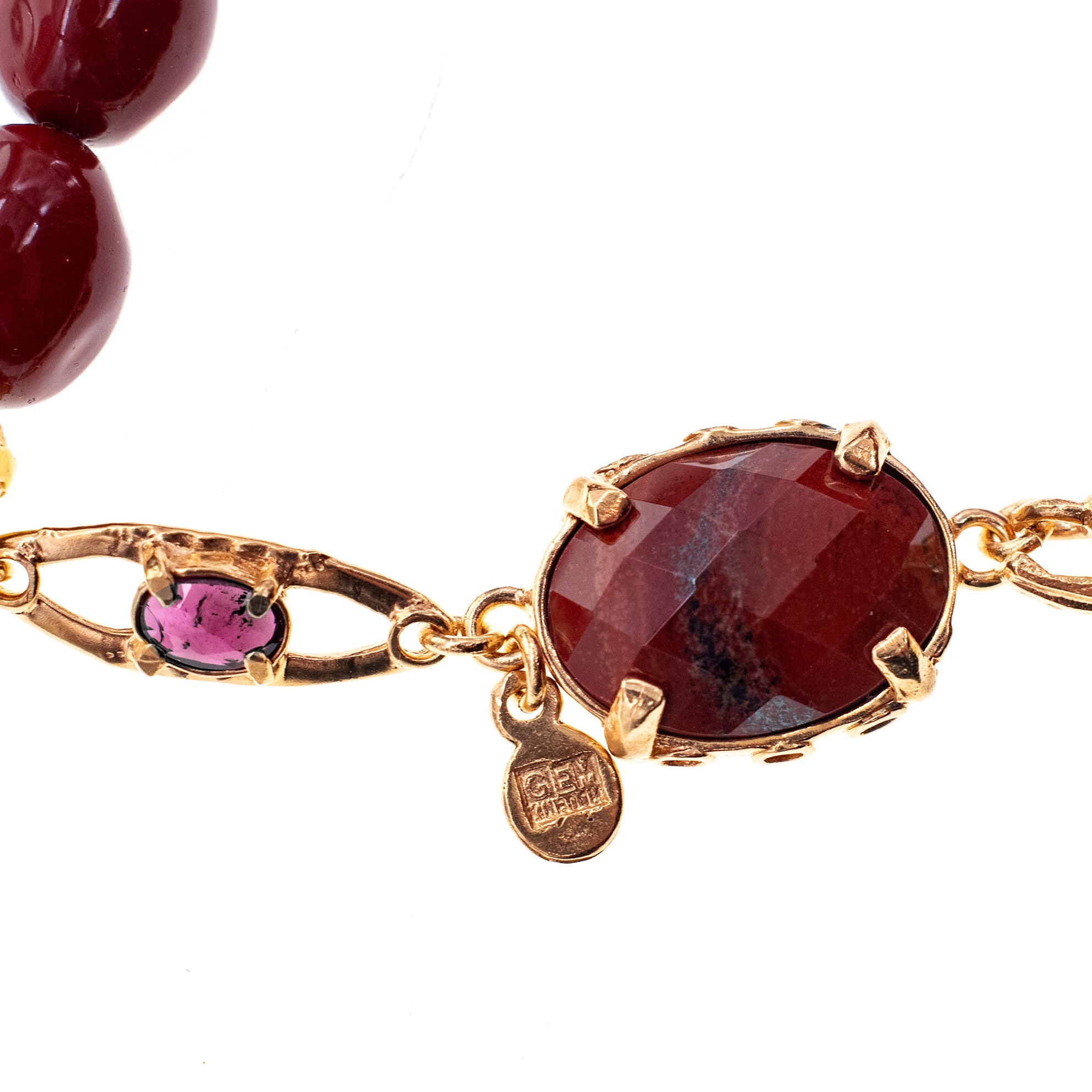 Red Shell Pearl Jasper Bracelet – Gold Plated – Gem Kingdom