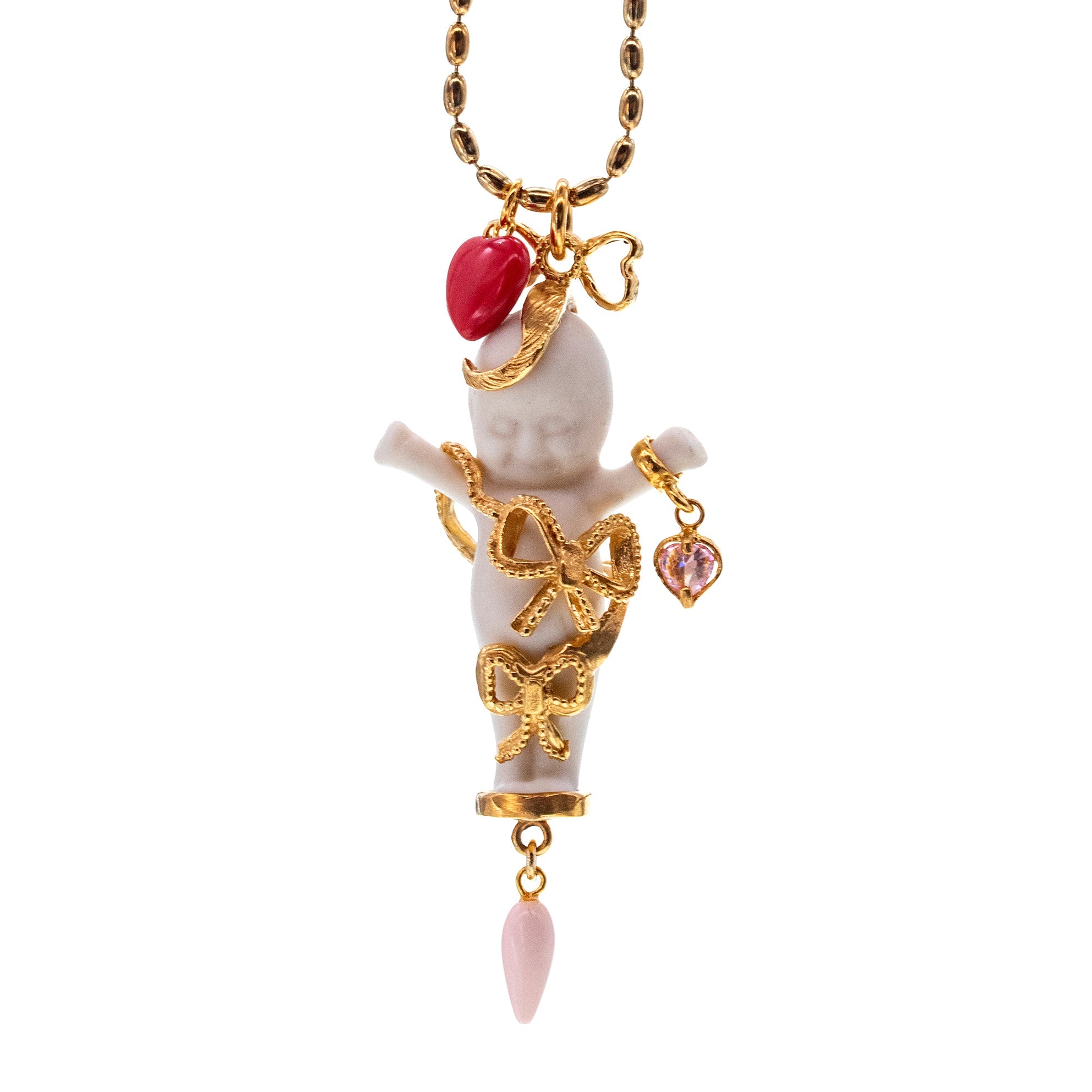 It's A Girl! White And Gold Necklace – Gold Plated – Gem Kingdom