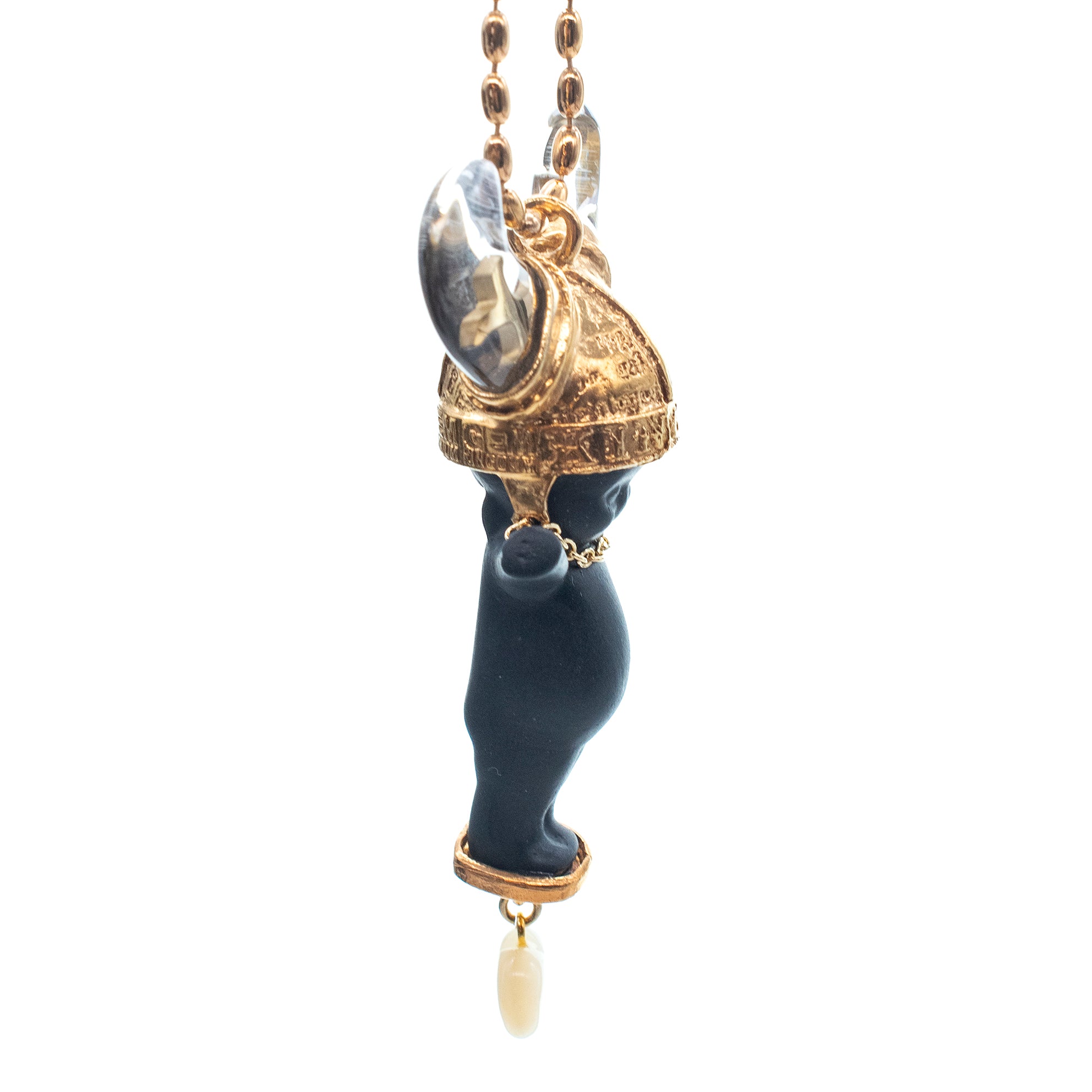 Little Viking Brat Black And Gold Necklace – Gold Plated – Gem Kingdom