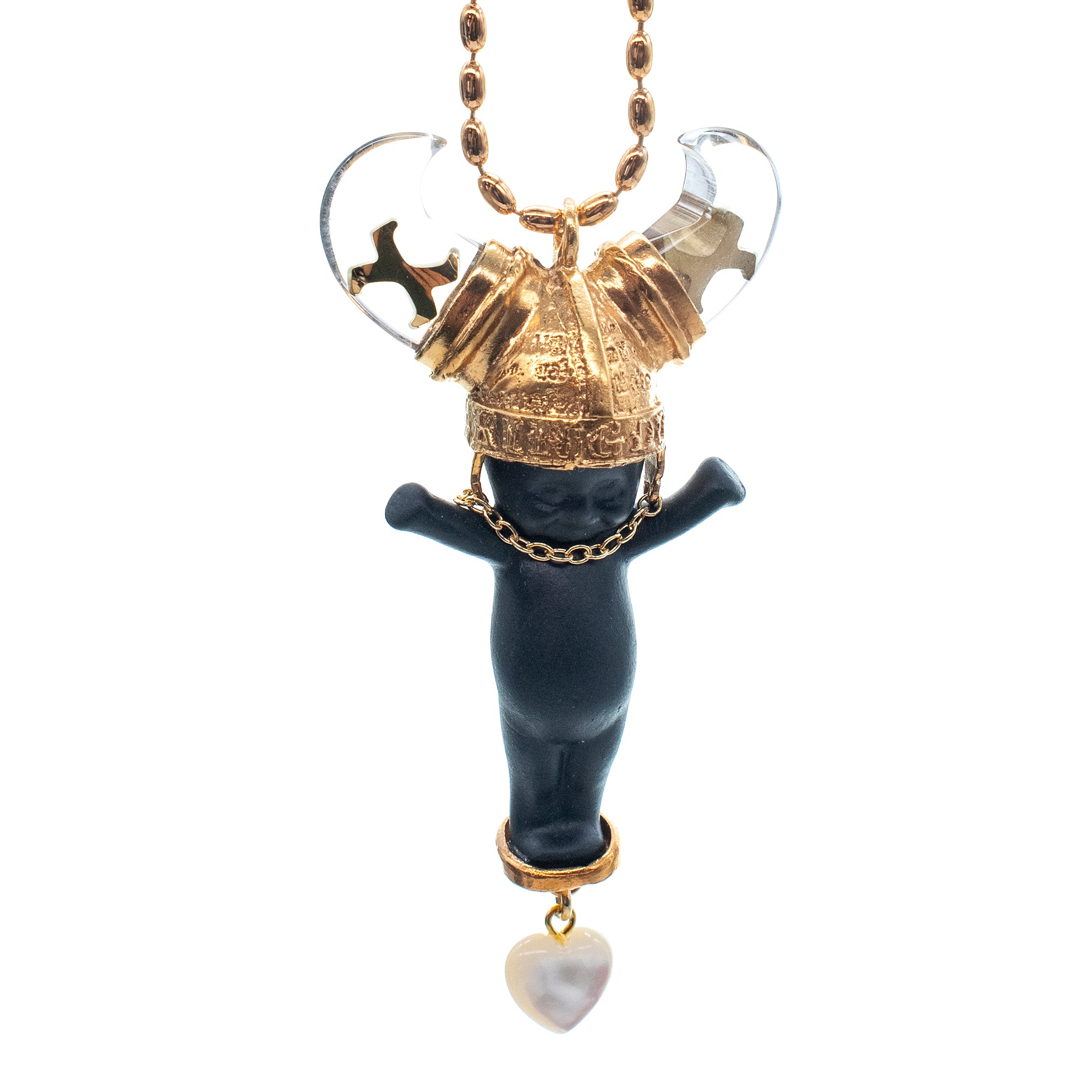 Little Viking Brat Black And Gold Necklace – Gold Plated – Gem Kingdom