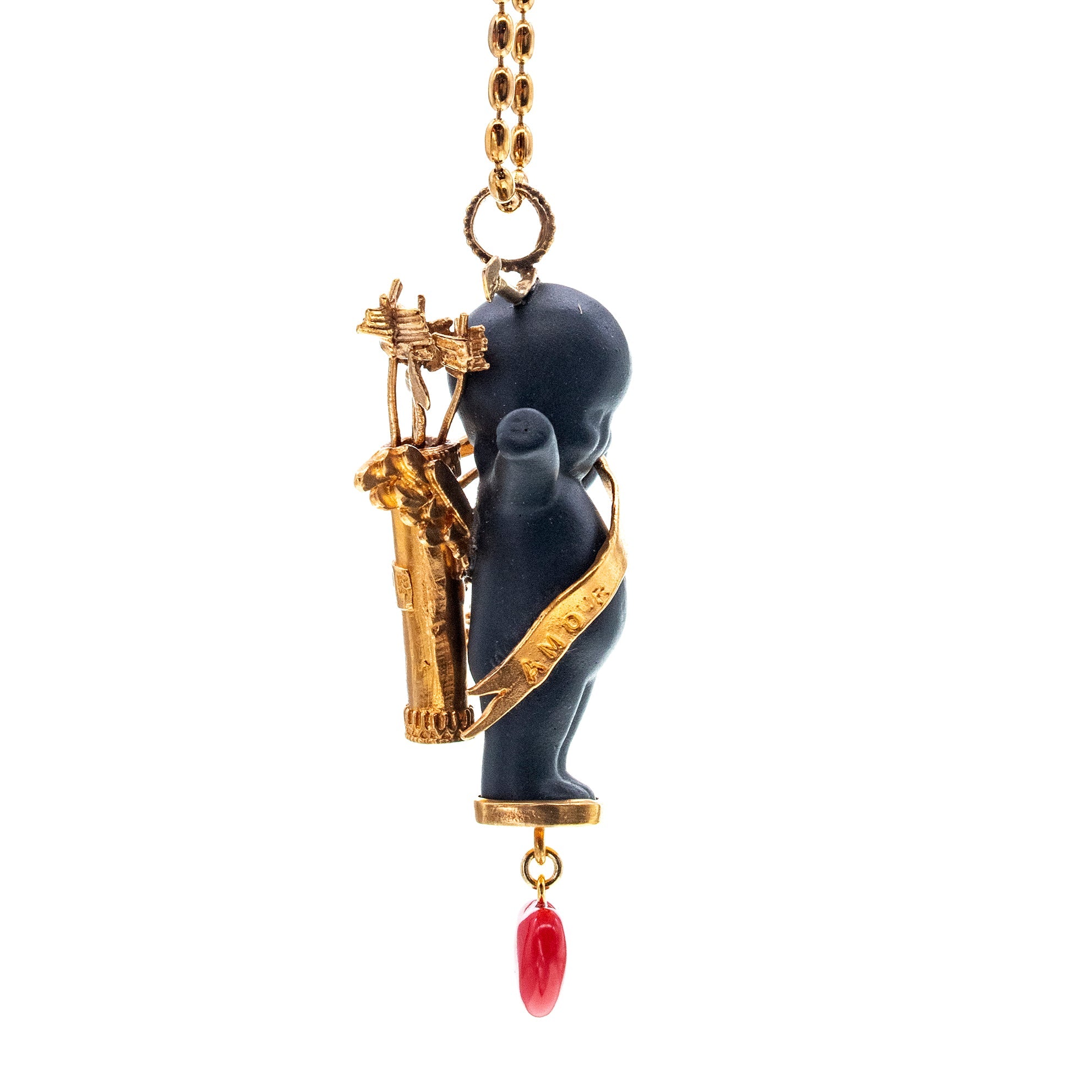 Amor Black And Gold Necklace – Gold Plated – Gem Kingdom