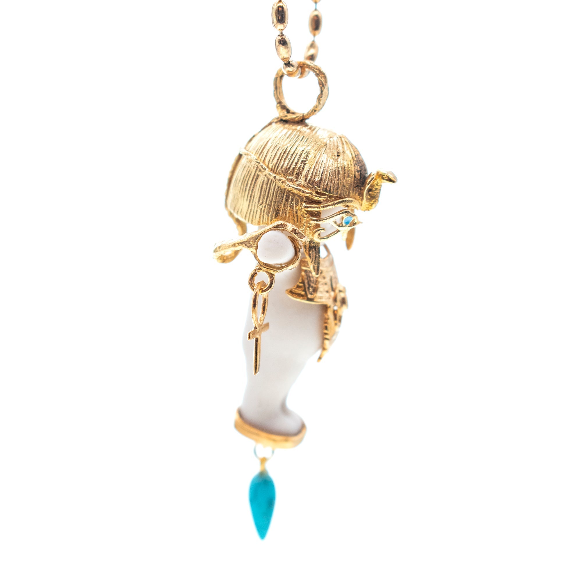 Cleo White And Gold Necklace – Gold Plated – Gem Kingdom