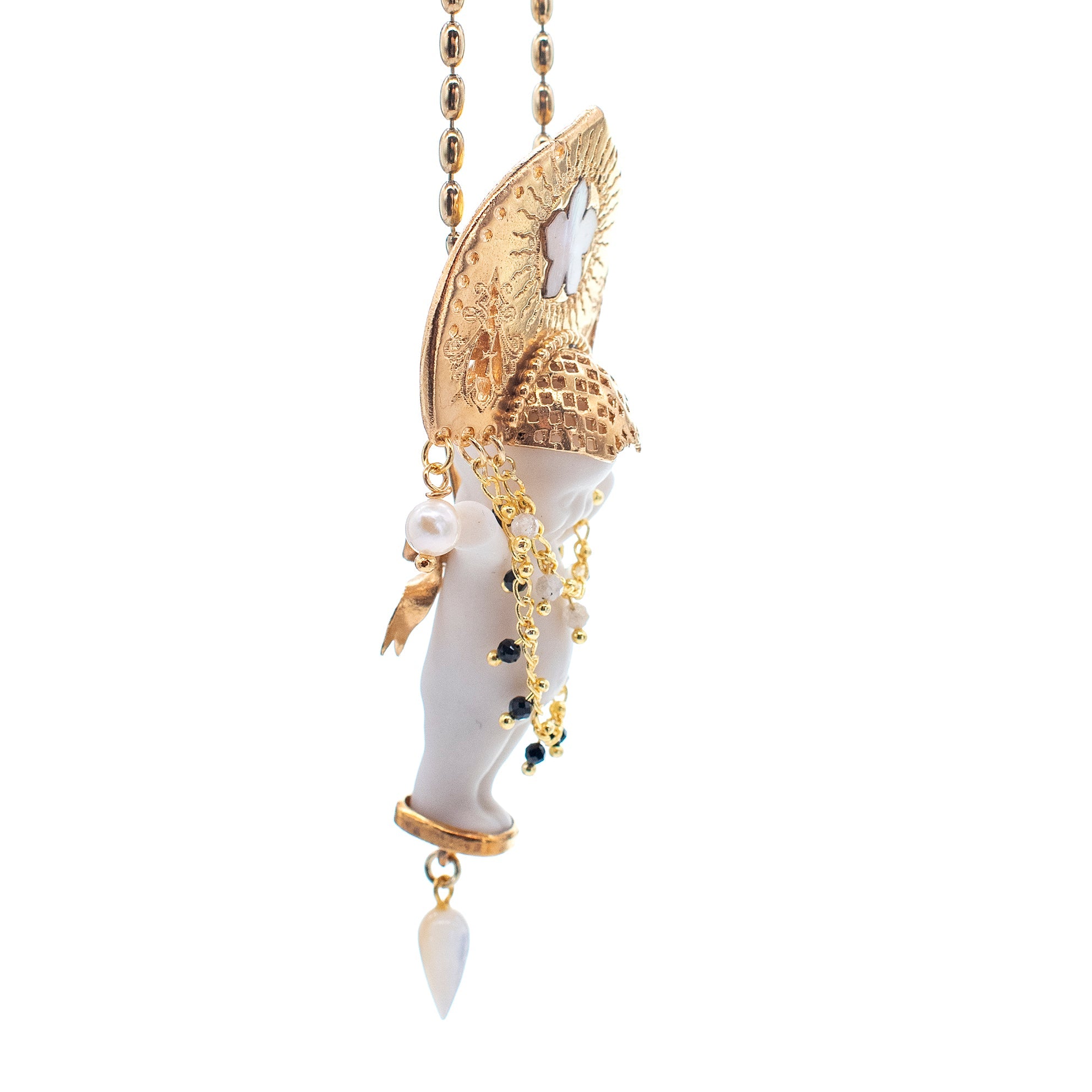 Koko White And Gold Necklace – Gold Plated – Gem Kingdom