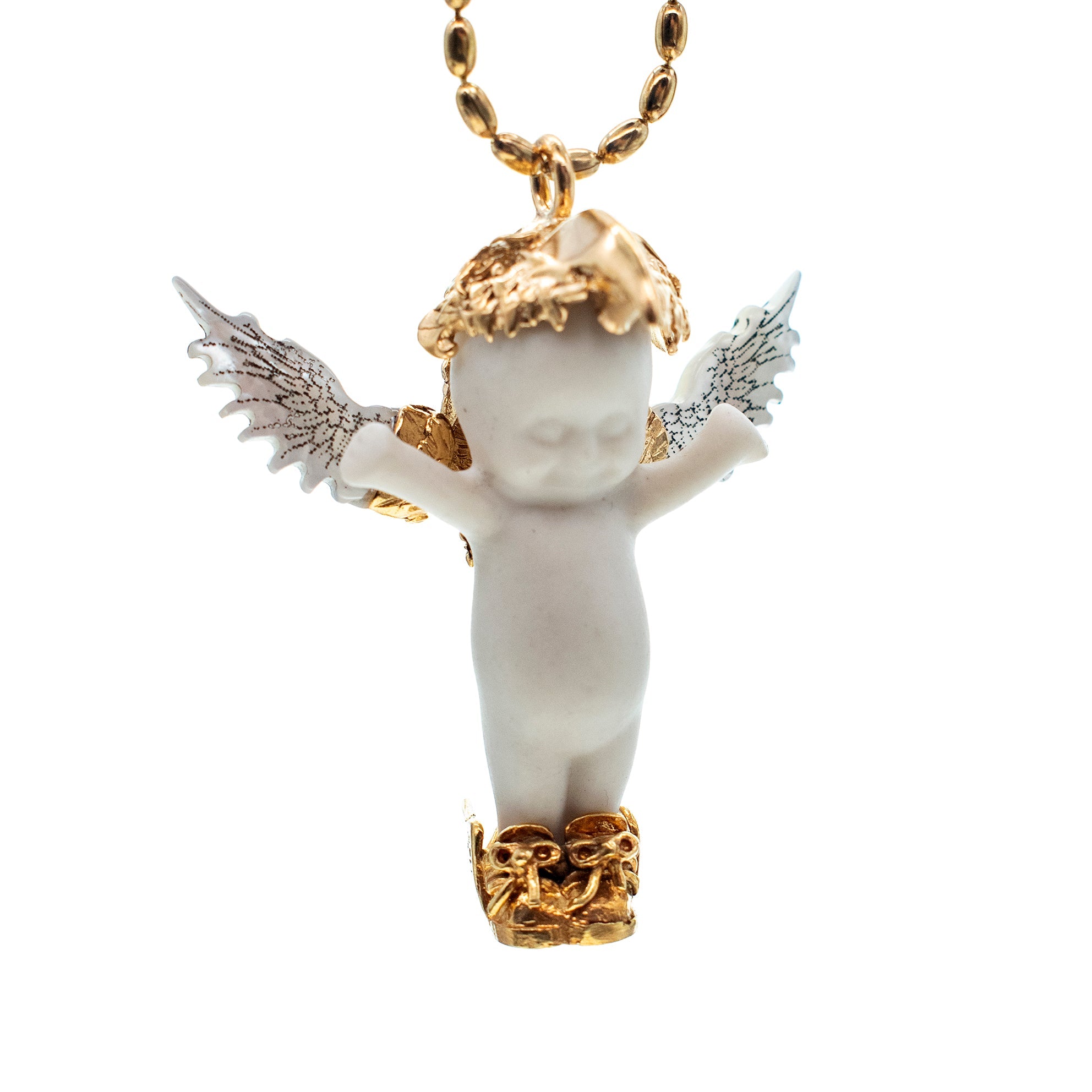 Phoenix White And Gold Necklace – Gold Plated – Gem Kingdom