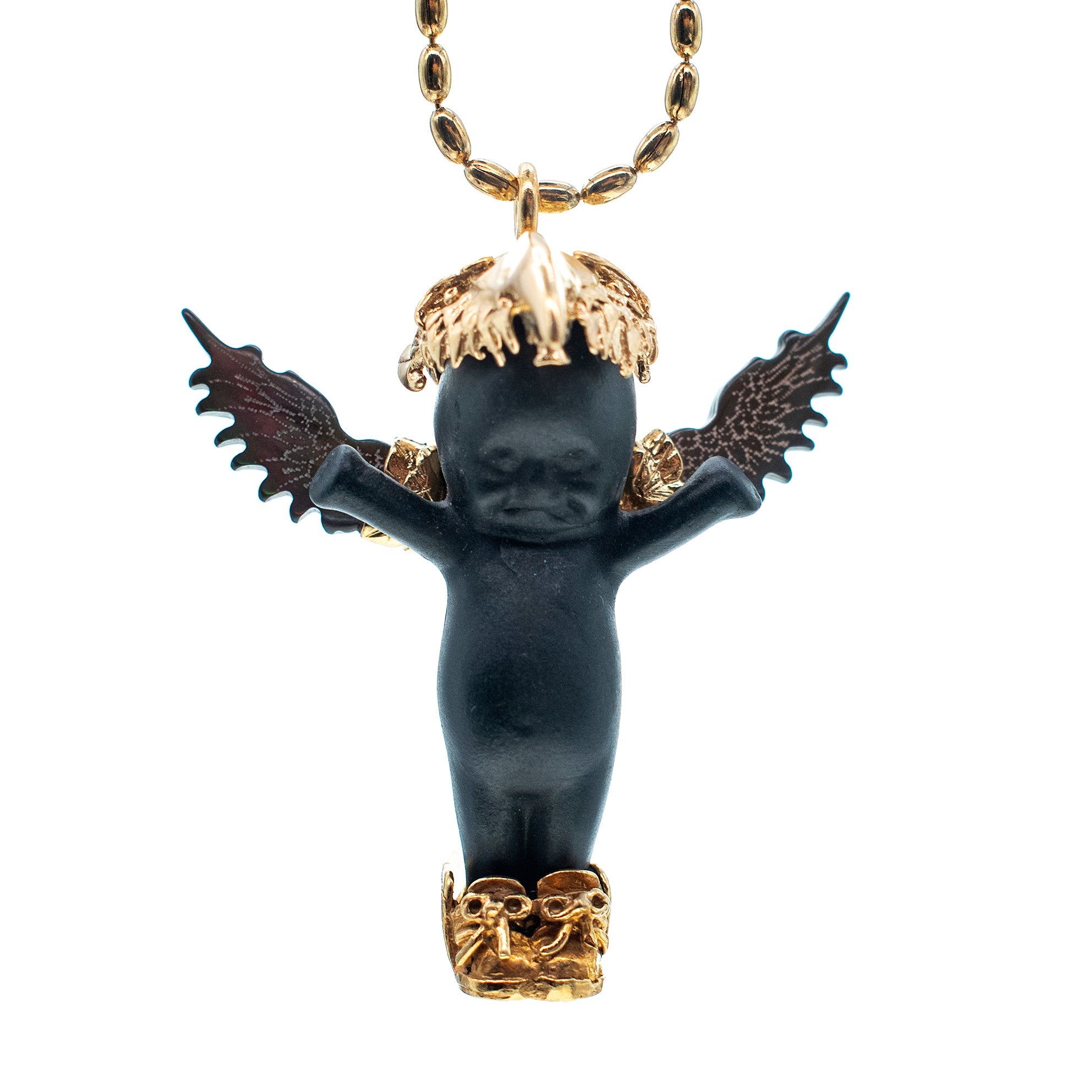Phoenix Black And Gold Necklace – Gold Plated – Gem Kingdom