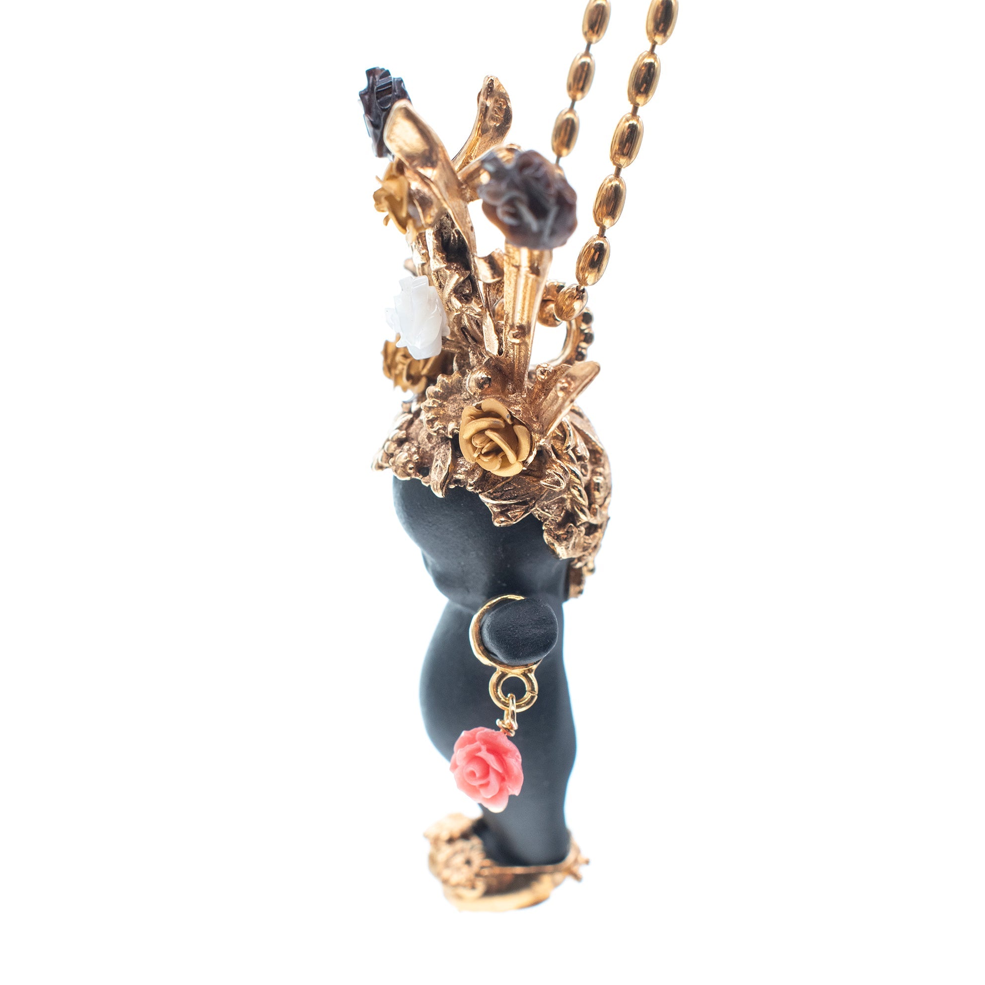 Whole Lotta Rosie Black And Gold Necklace – Gold Plated – Gem Kingdom