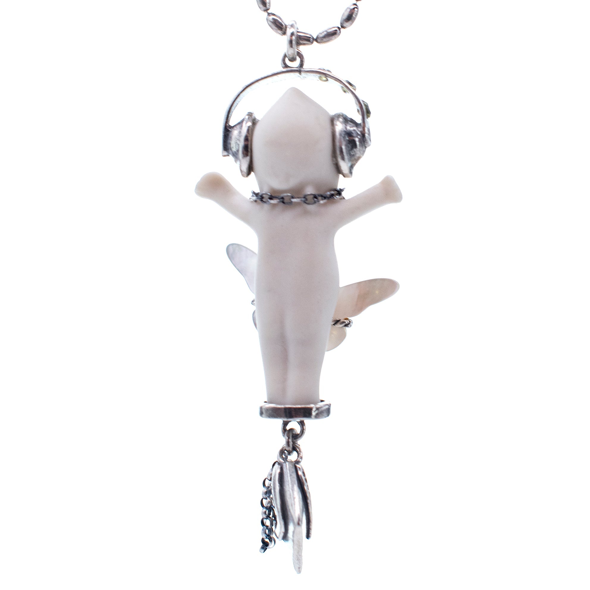 DJ Party Baby White And Silver Necklace – Sterling Silver – Gem Kingdom