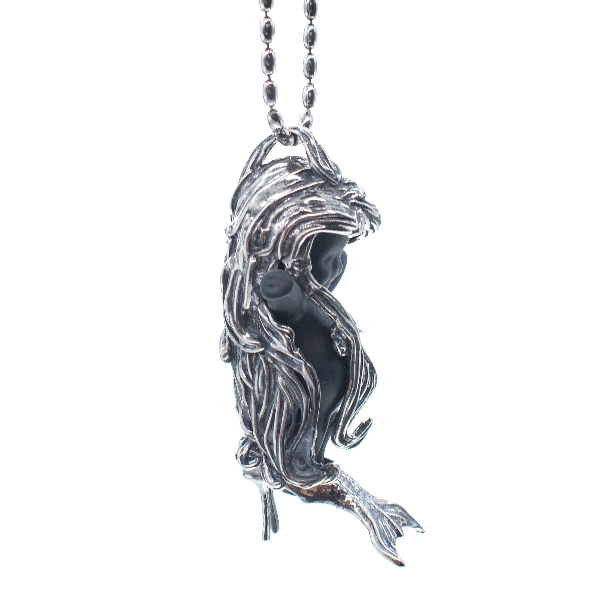 Flipper Black And Silver Necklace – Sterling Silver – Gem Kingdom