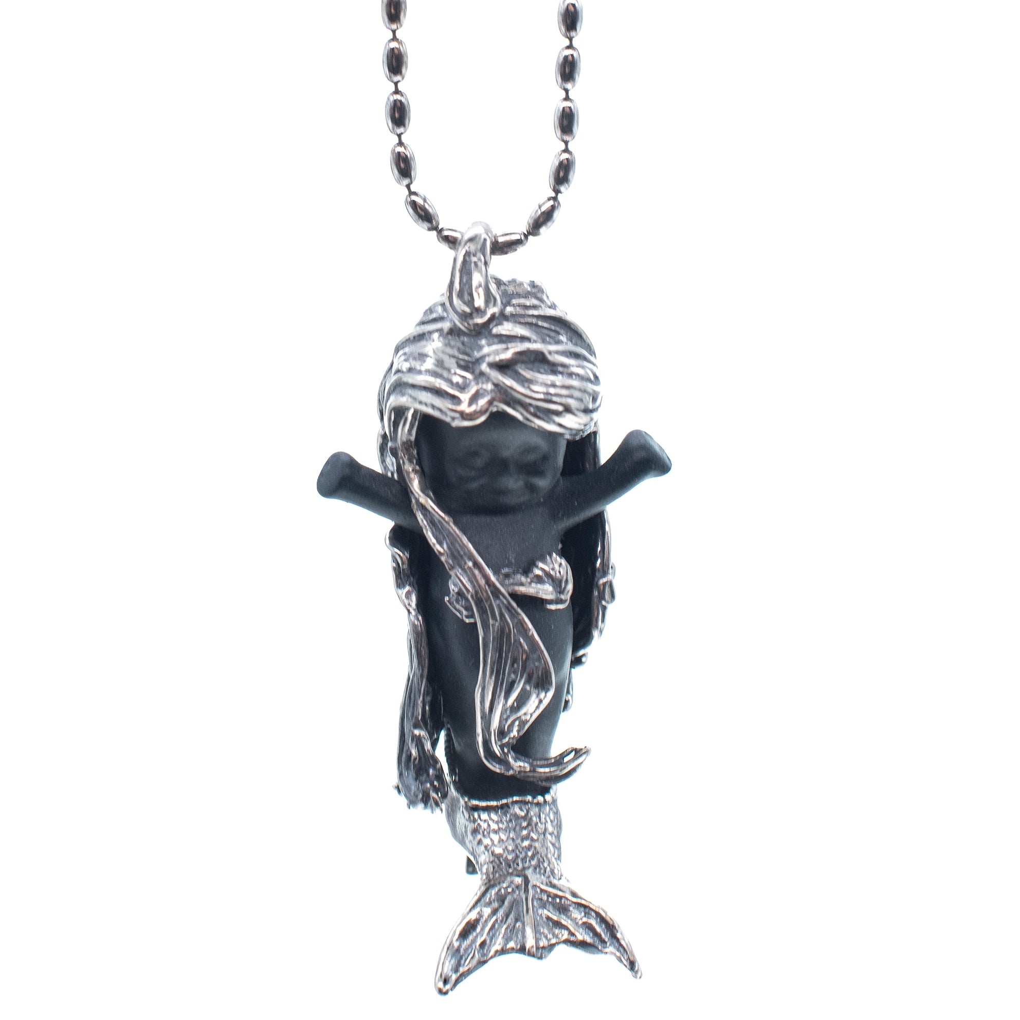 Flipper Black And Silver Necklace – Sterling Silver – Gem Kingdom