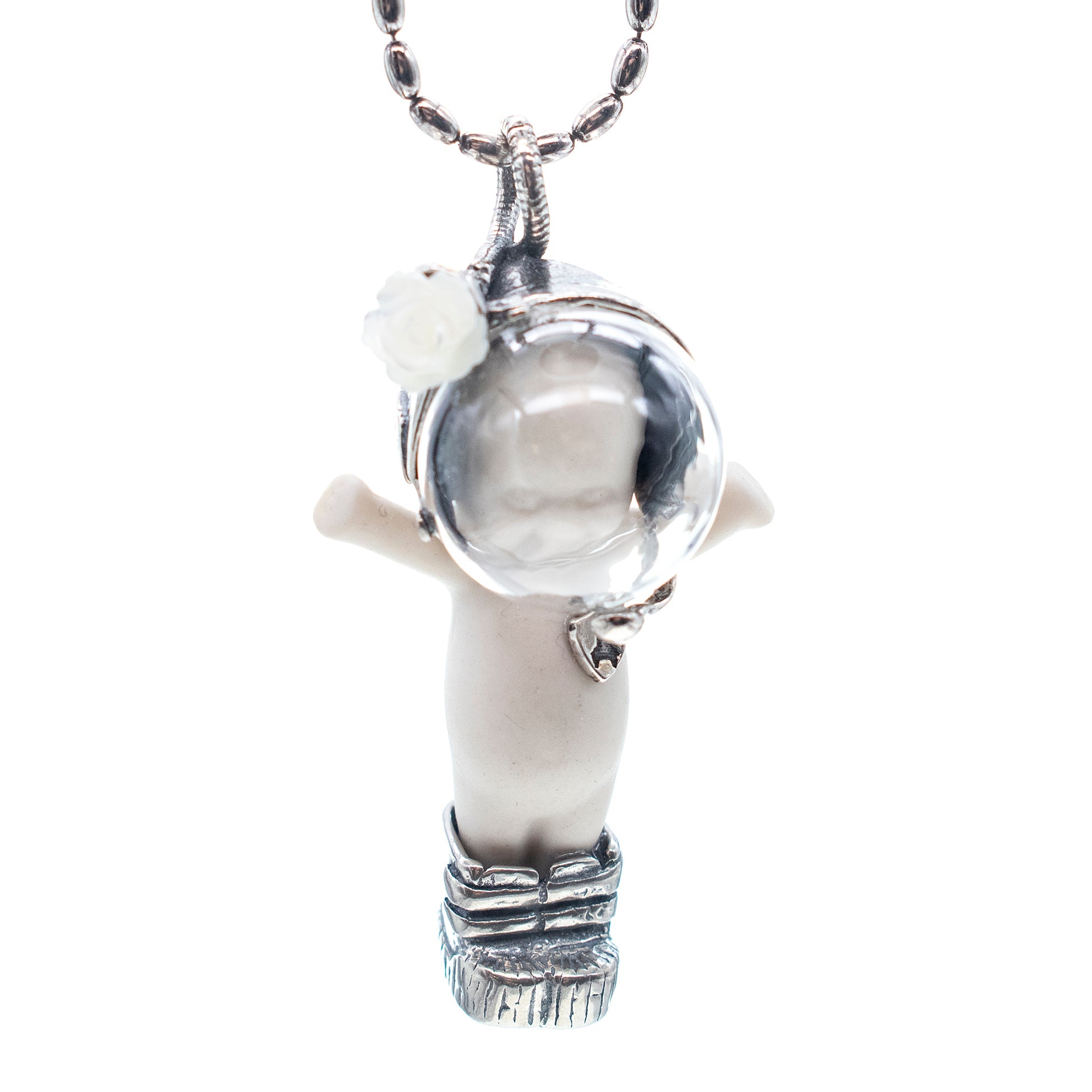 Major Tom White And Silver Necklace – Sterling Silver – Gem Kingdom