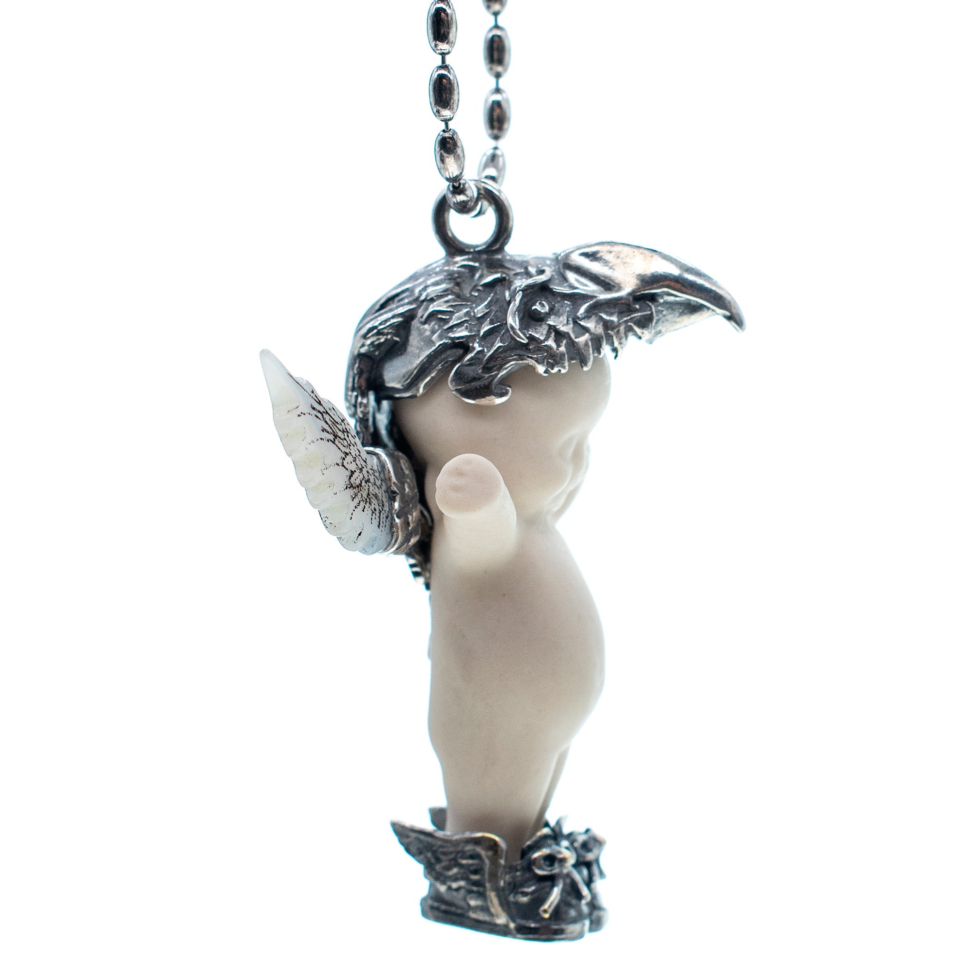 Phoenix White And Silver Necklace – Sterling Silver – Gem Kingdom