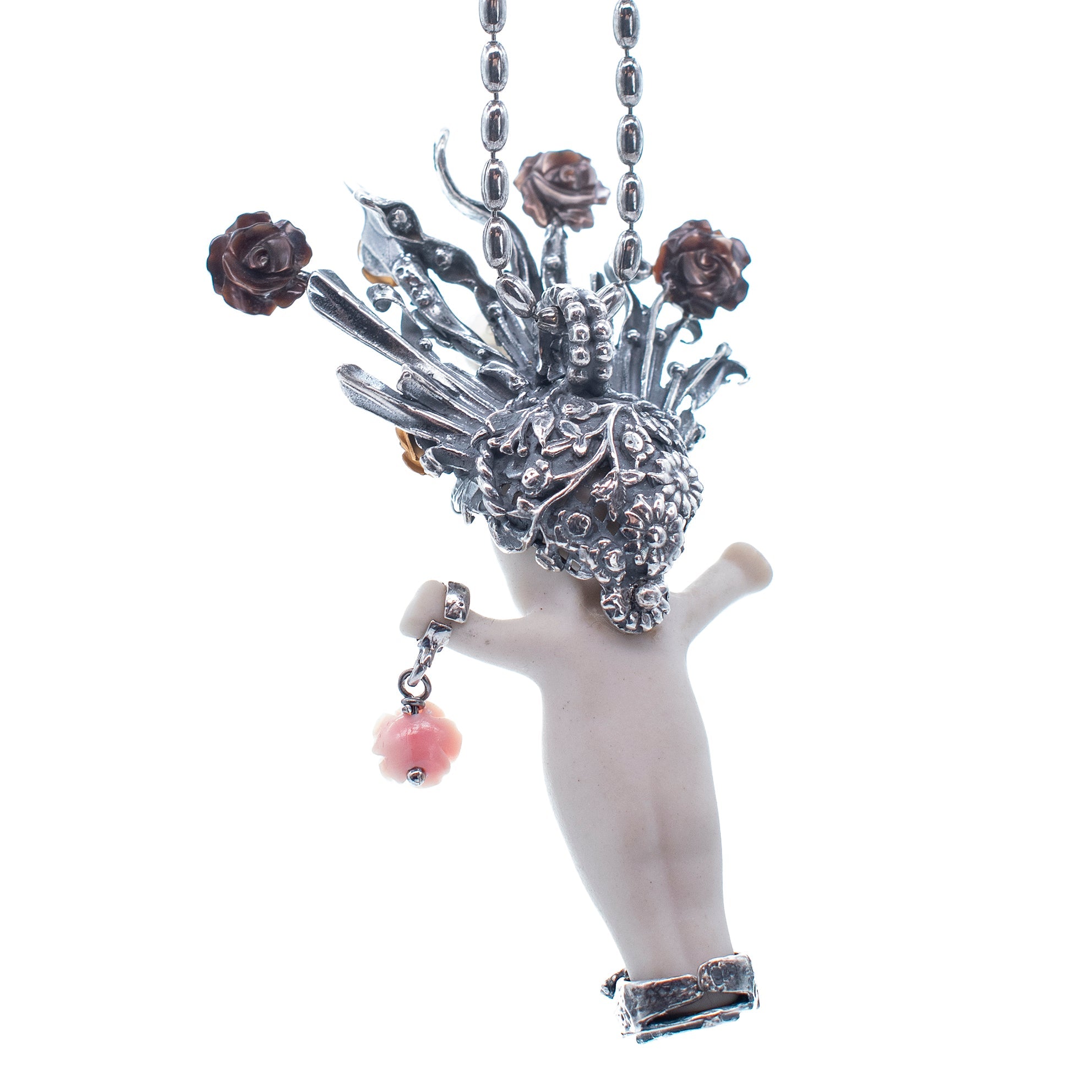 Whole Lotta Rosie White And Silver Necklace – Sterling Silver – Gem Kingdom